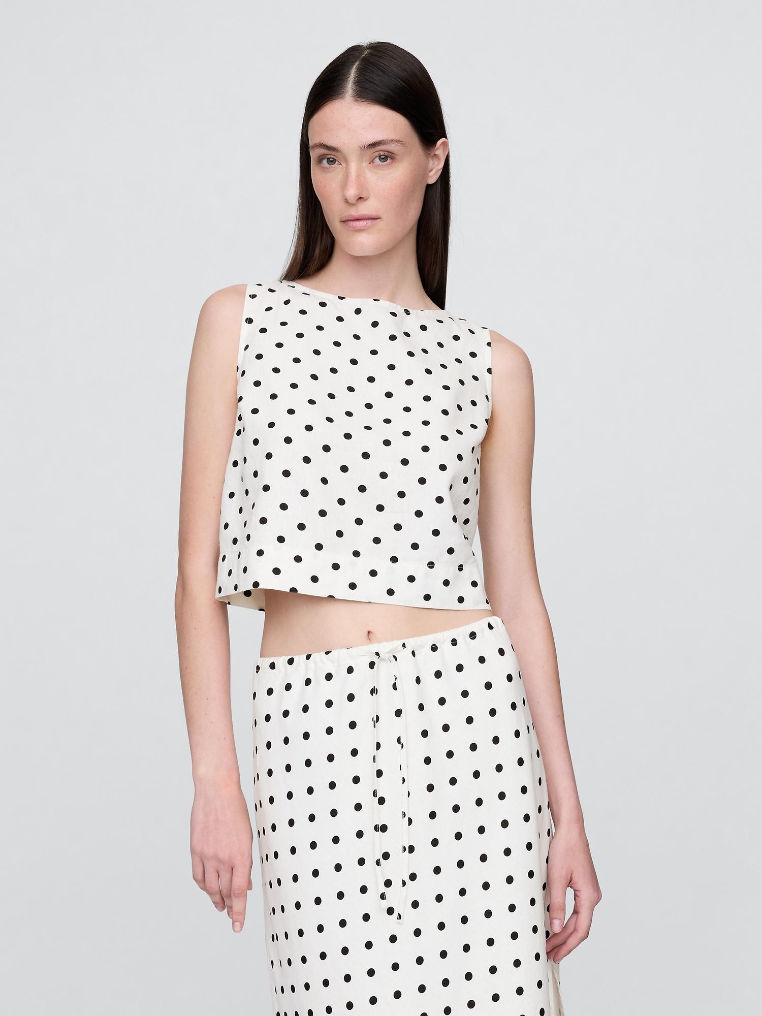 linen-blend crop shell tank top