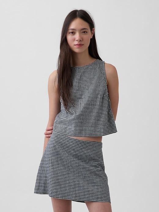 linen-blend crop shell tank top