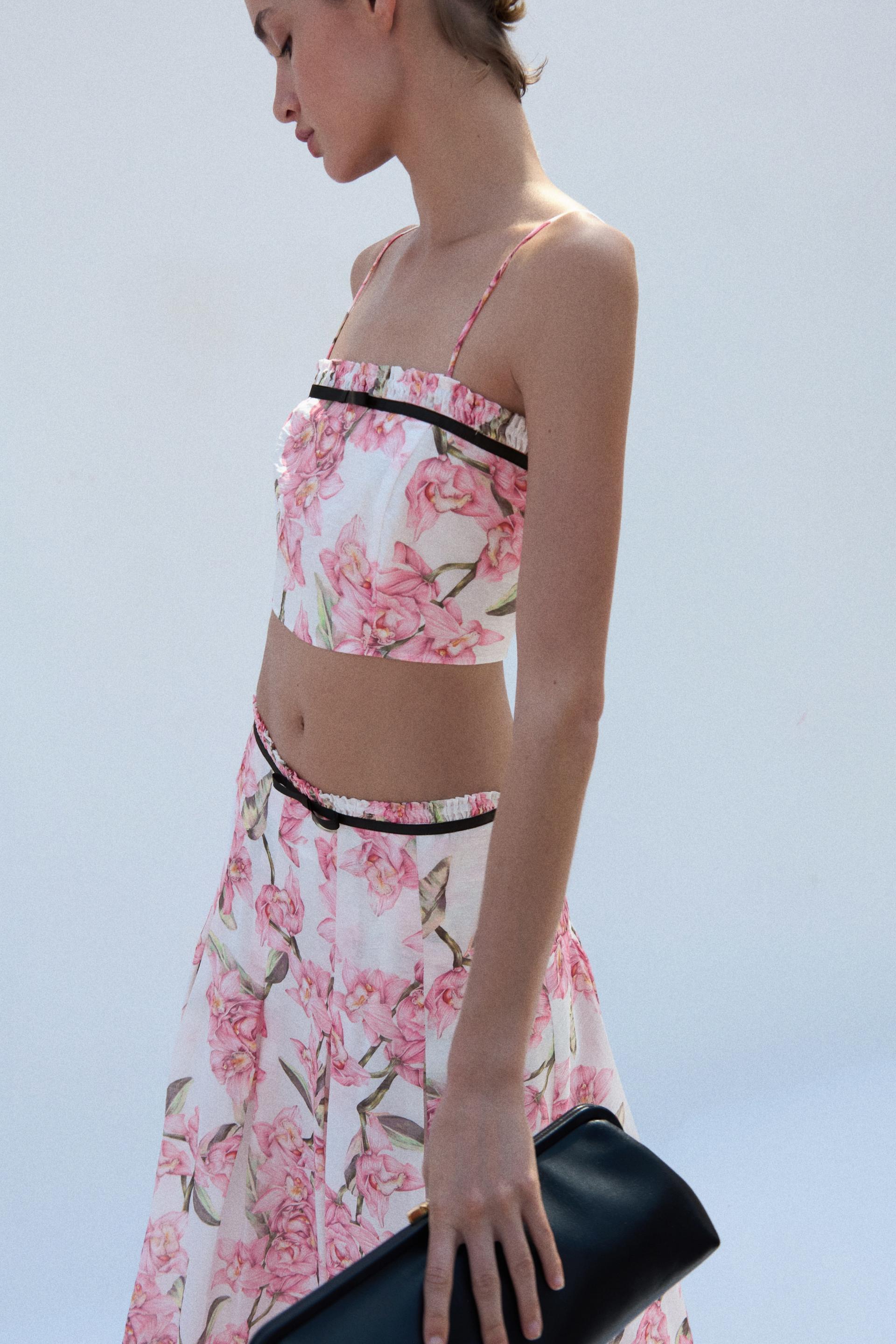 linen-blend crop top