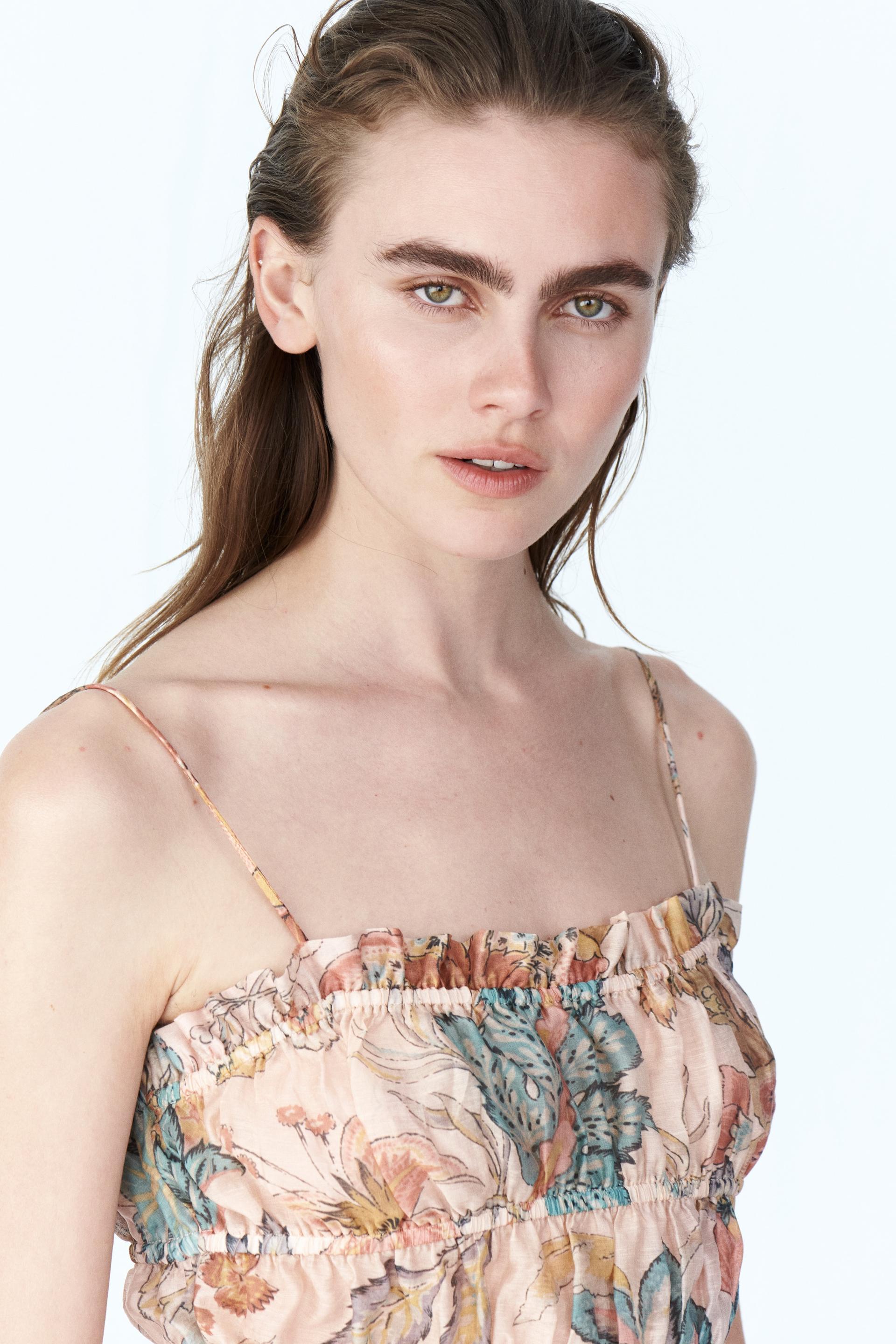 linen-blend crop top
