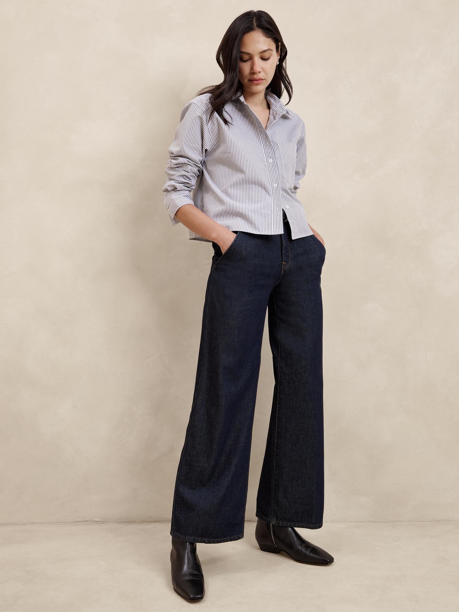 linen-blend cropped shirt