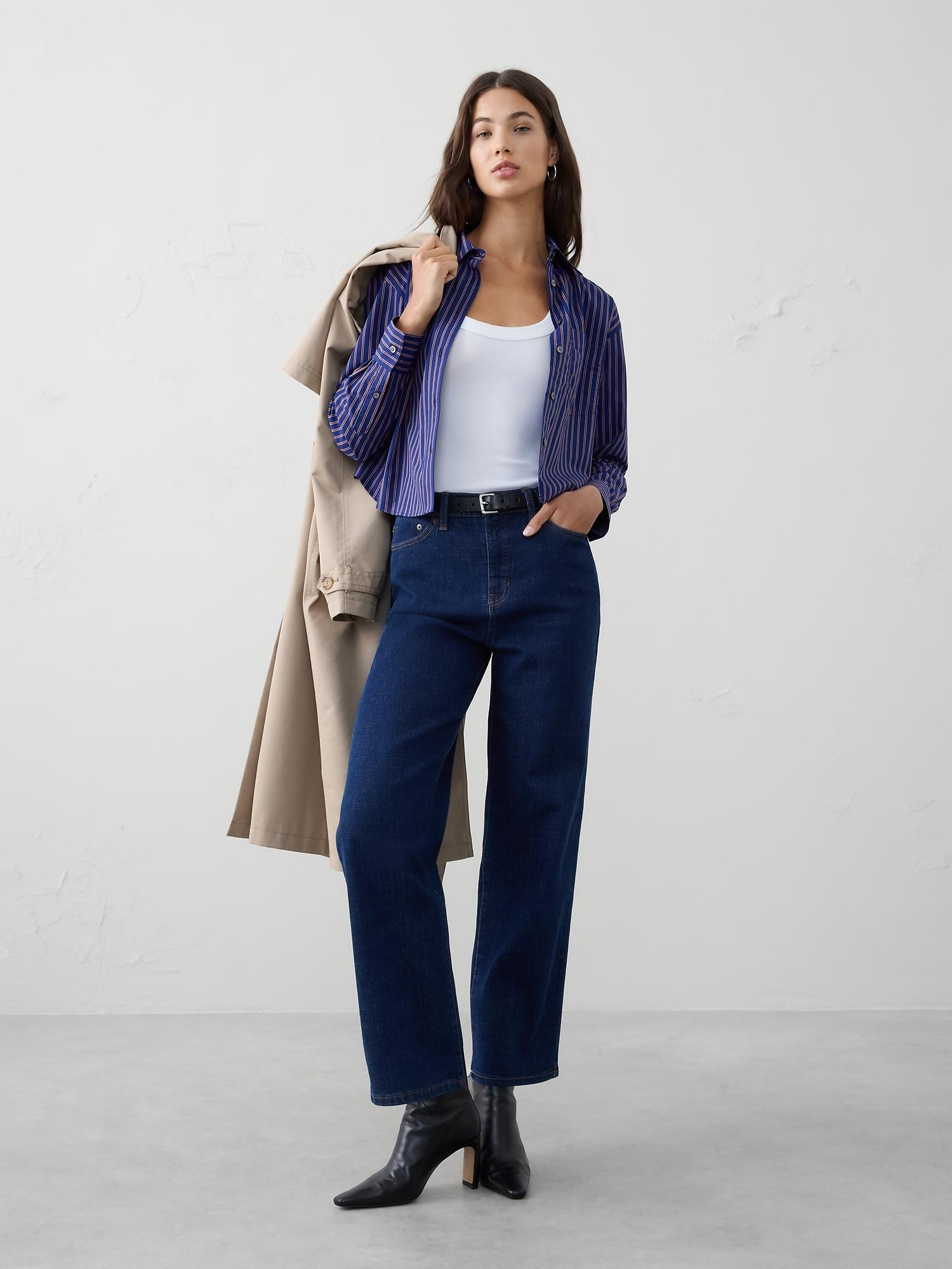 linen-blend cropped shirt