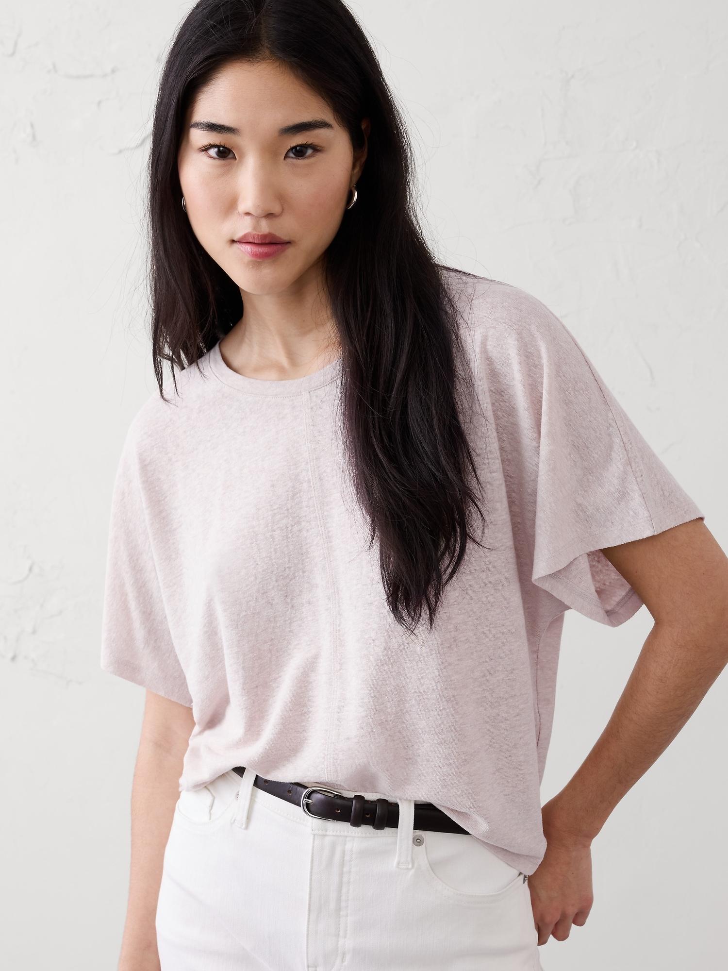 linen-blend dolman-sleeve t-shirt
