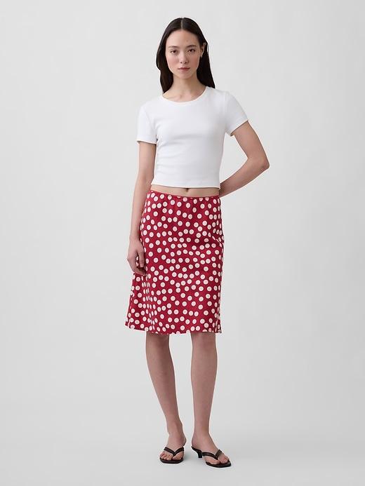linen-blend dotted skirt
