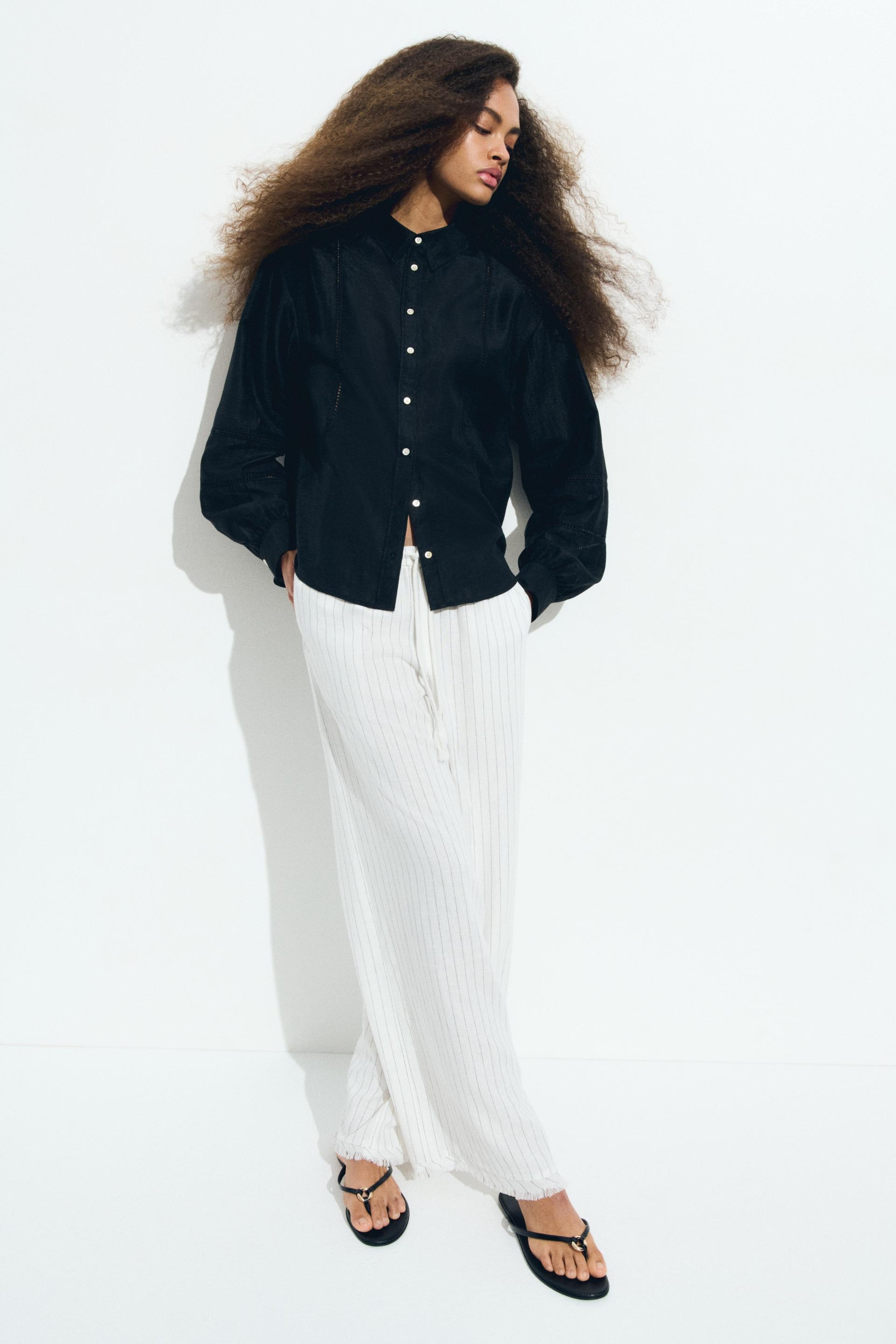 linen-blend drawstring pants