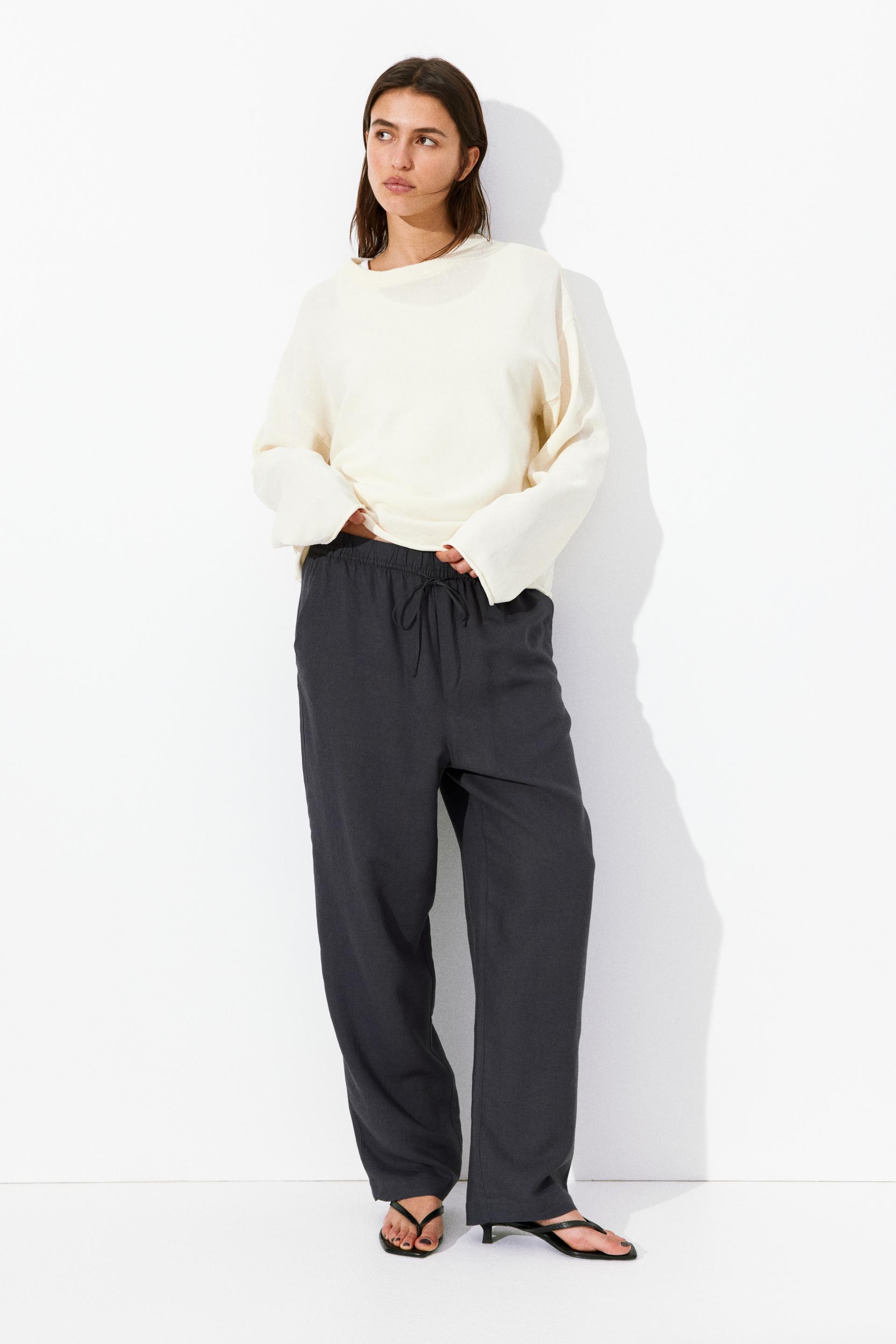 linen-blend drawstring pants