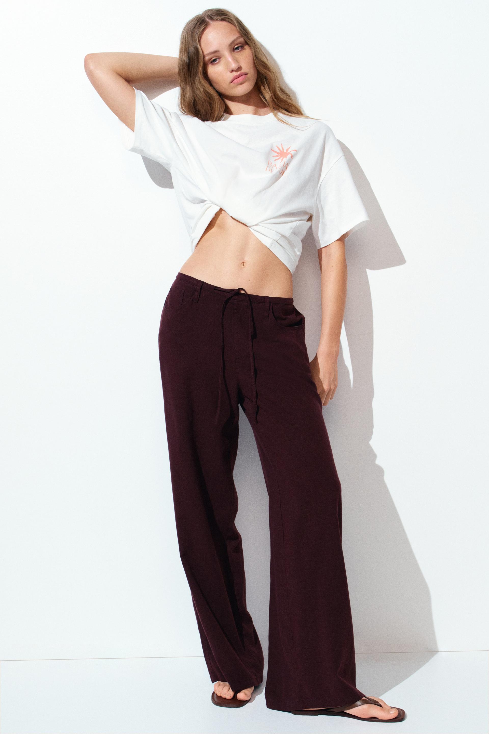 linen-blend drawstring pants