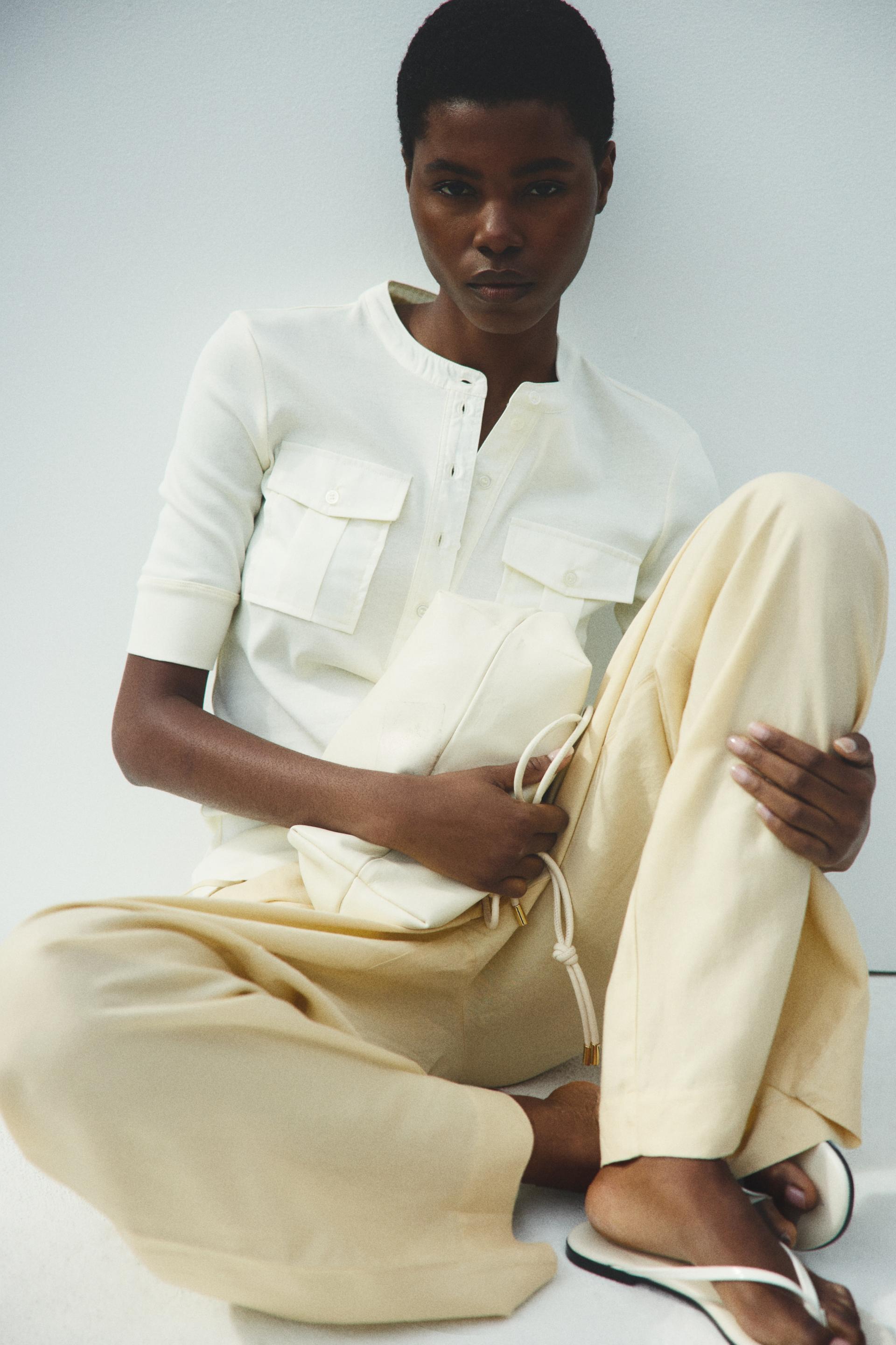 linen-blend drawstring pants