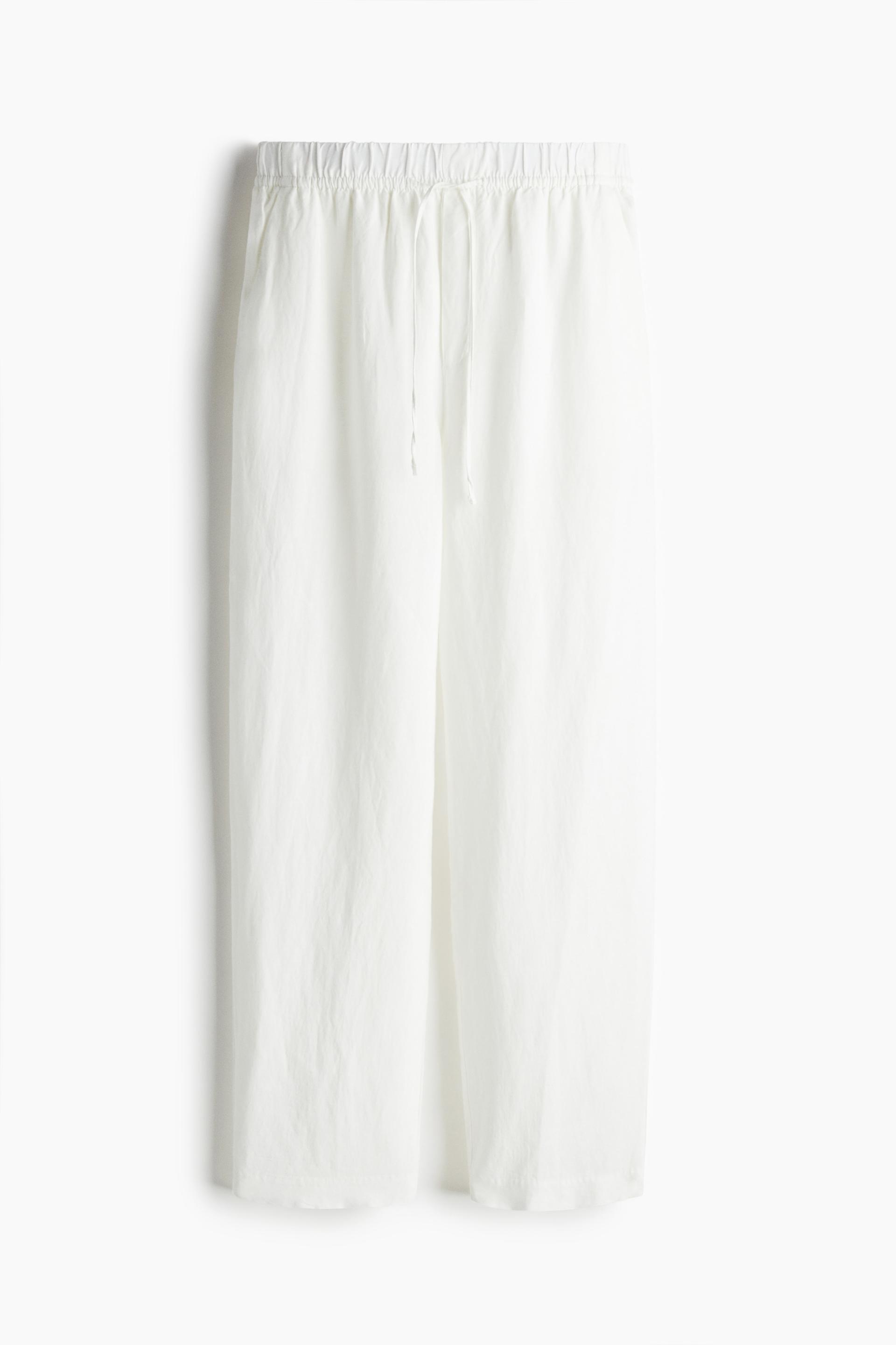 linen-blend drawstring pants