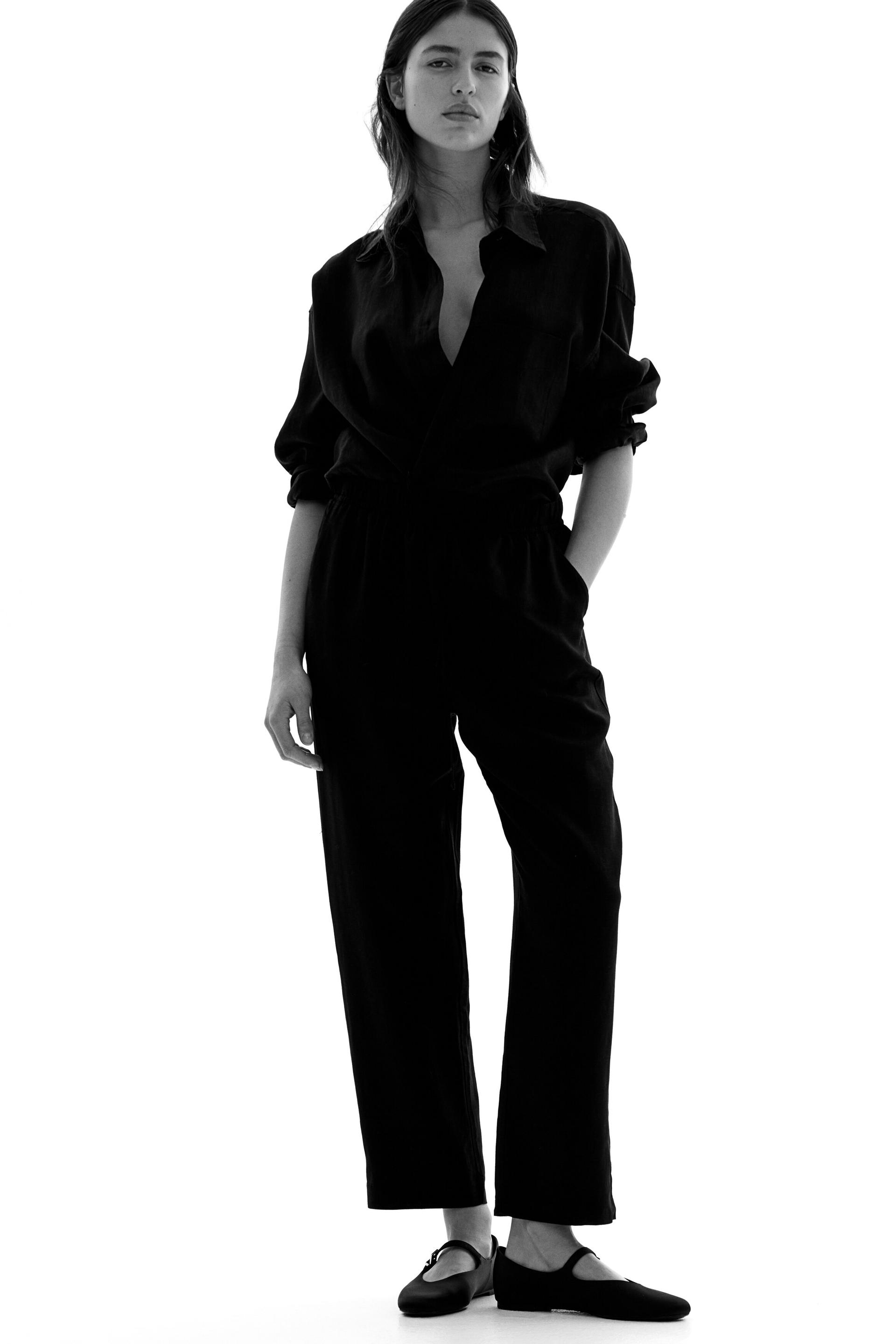 linen-blend drawstring pants