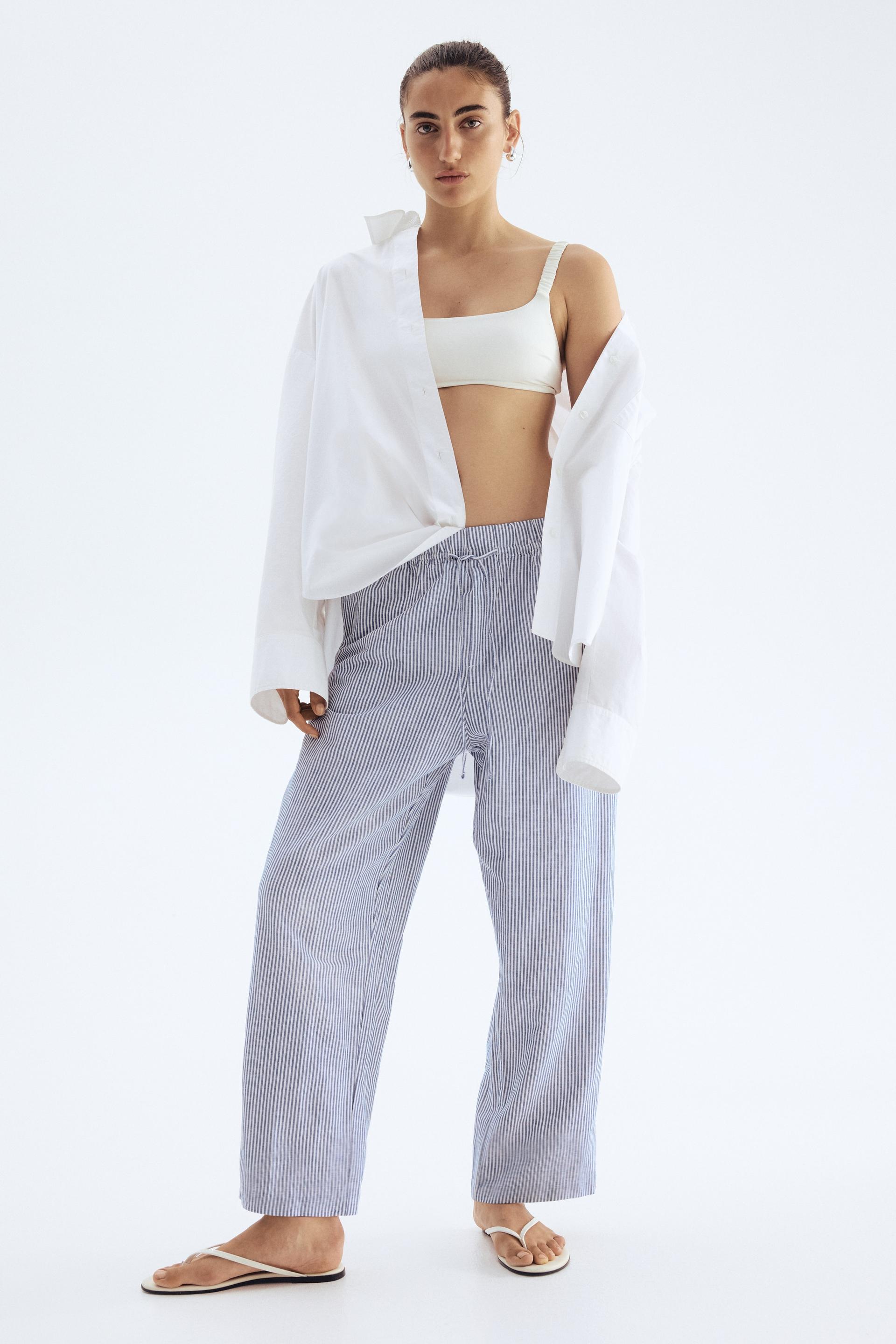 linen-blend drawstring pants