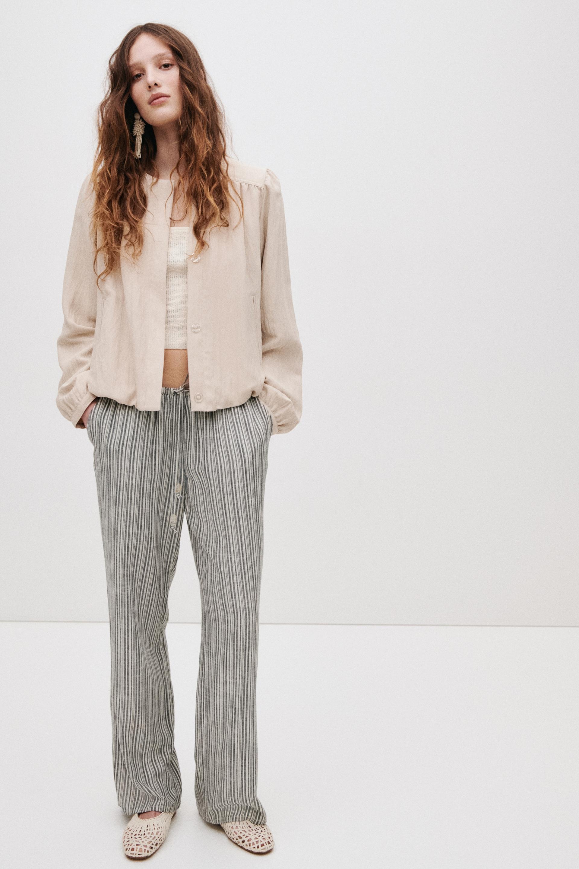 linen-blend drawstring pants