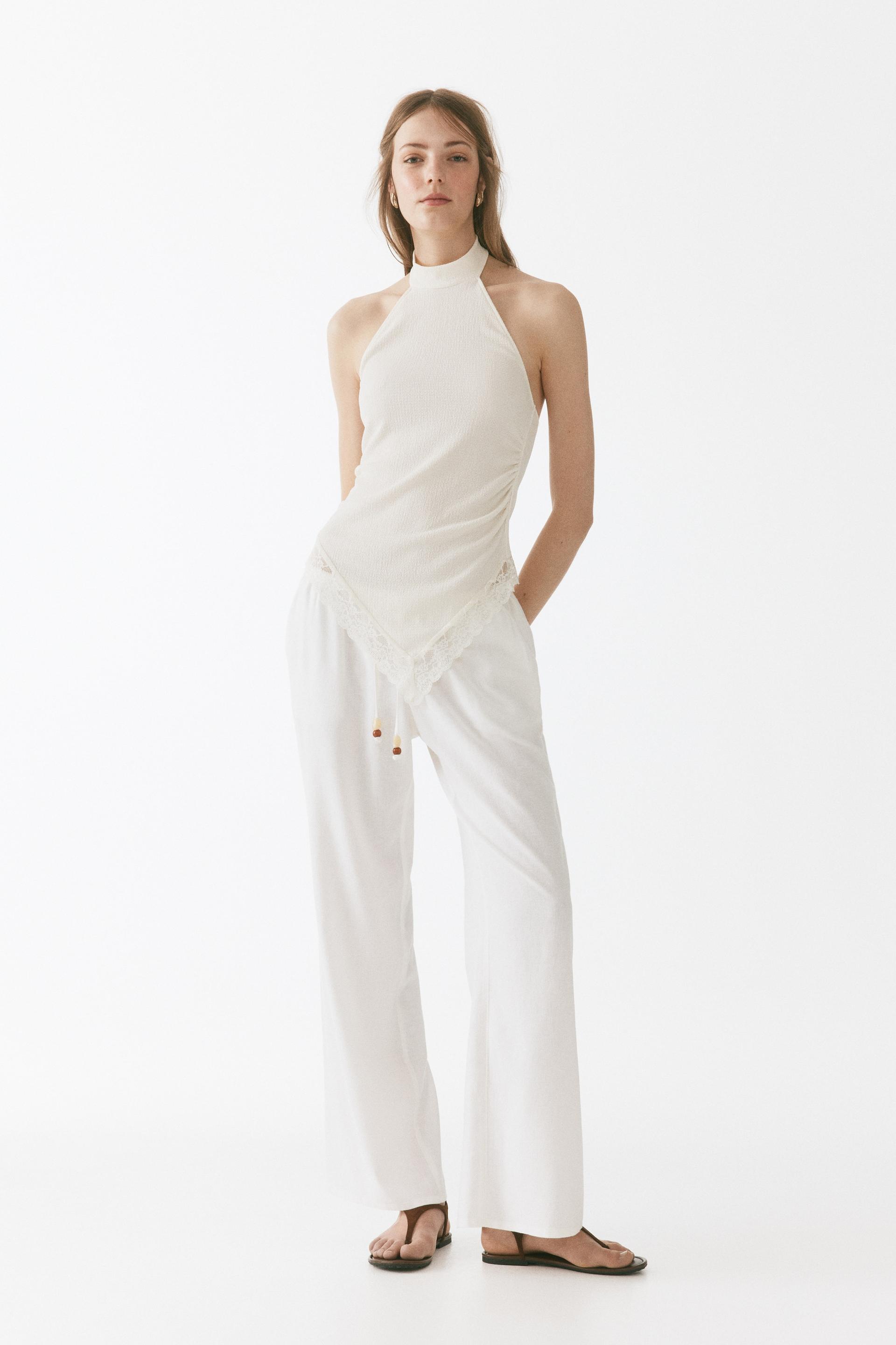 linen-blend drawstring pants