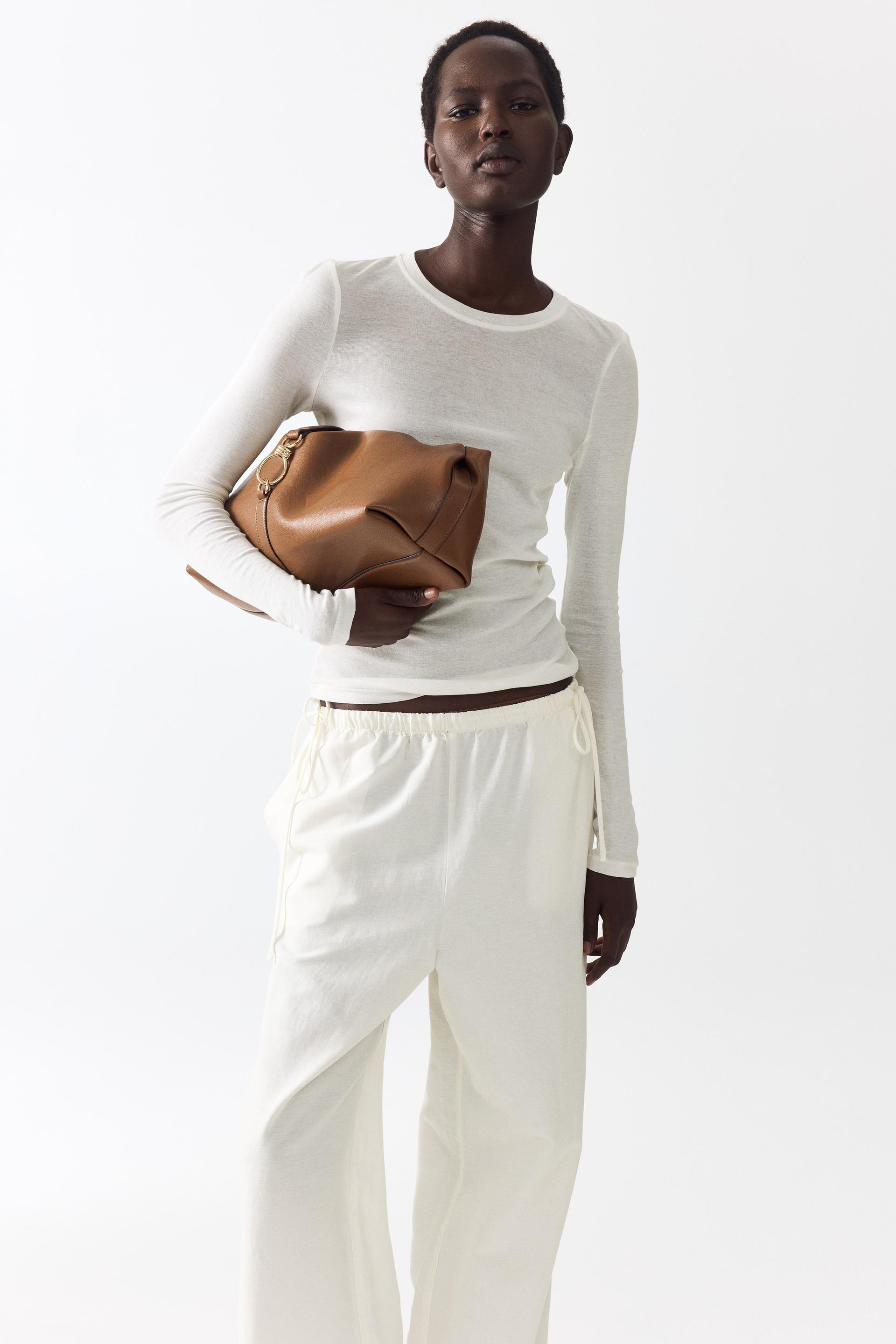 linen-blend drawstring pants