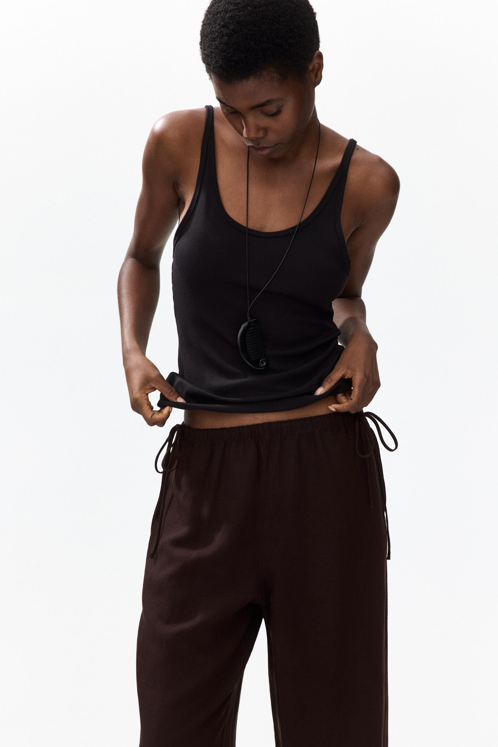 linen-blend drawstring pants