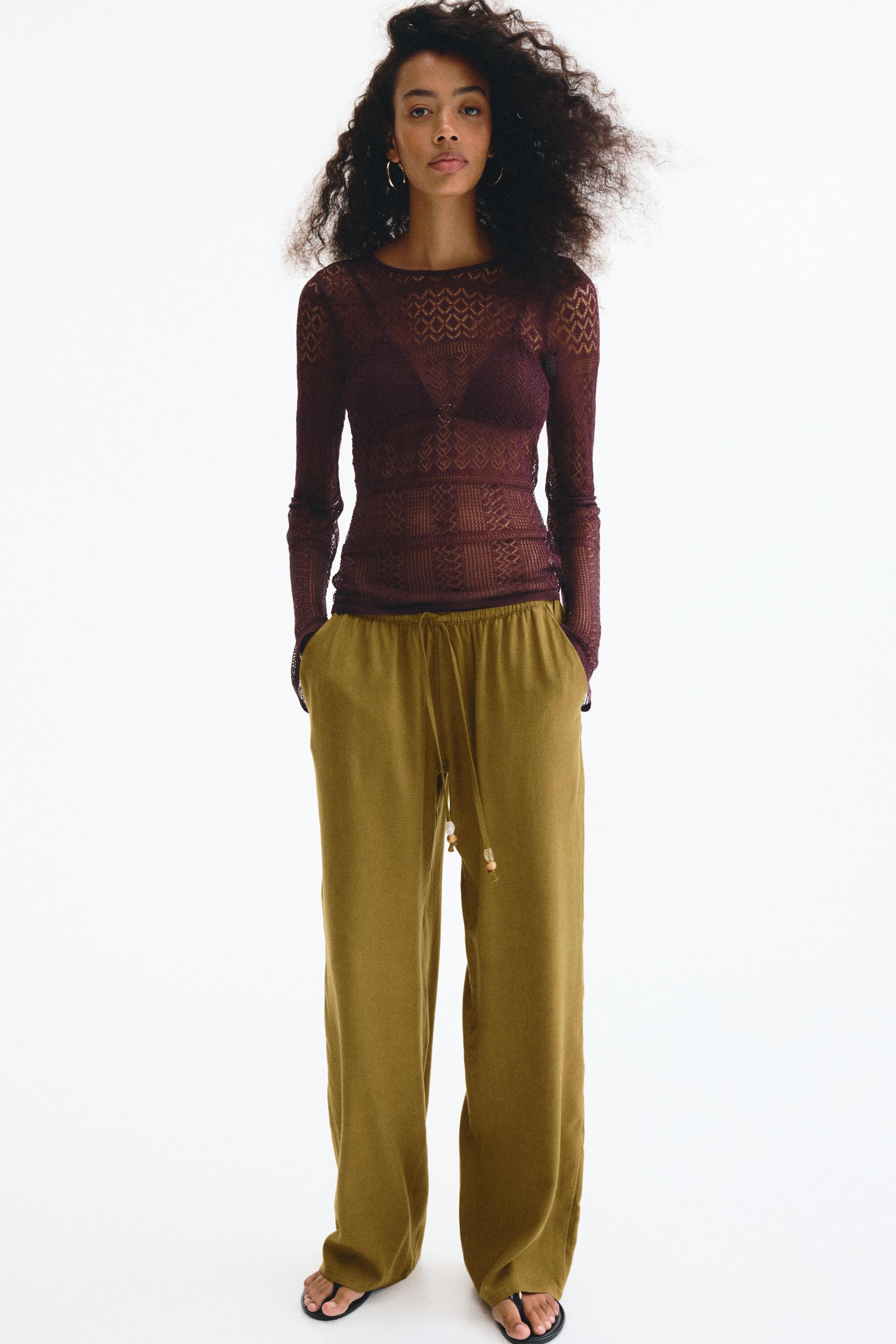 linen-blend drawstring pants