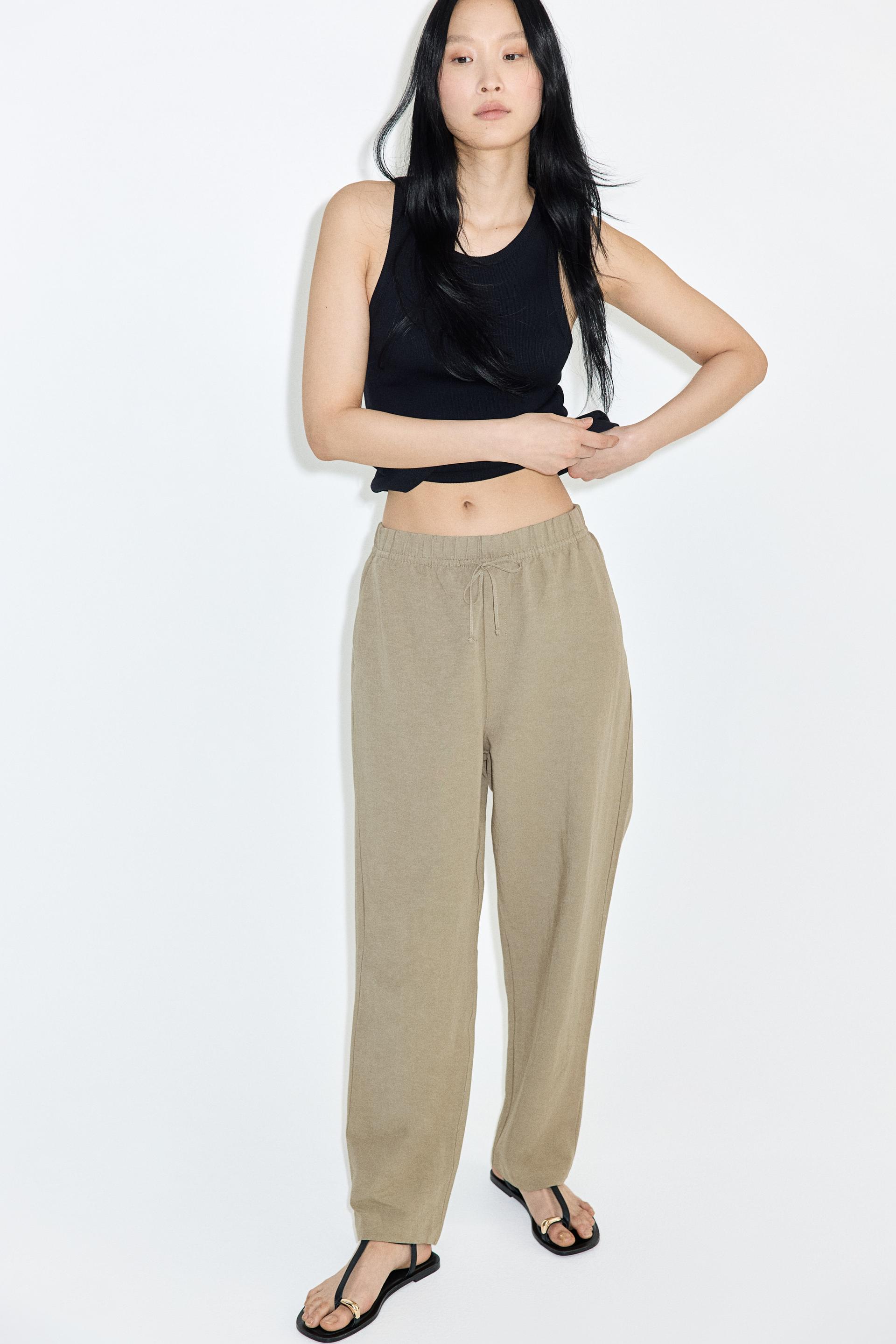 linen-blend drawstring pants