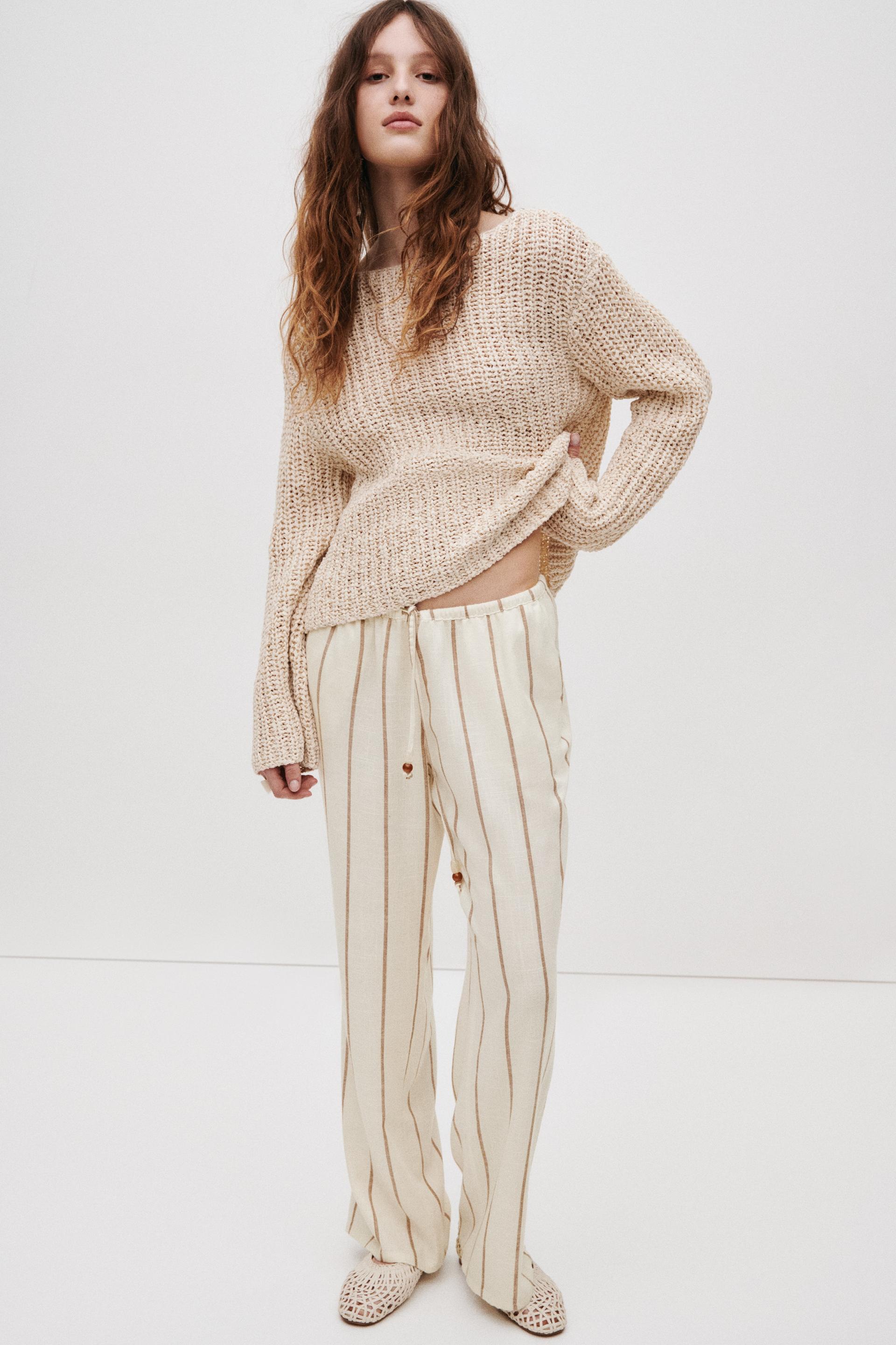 linen-blend drawstring pants