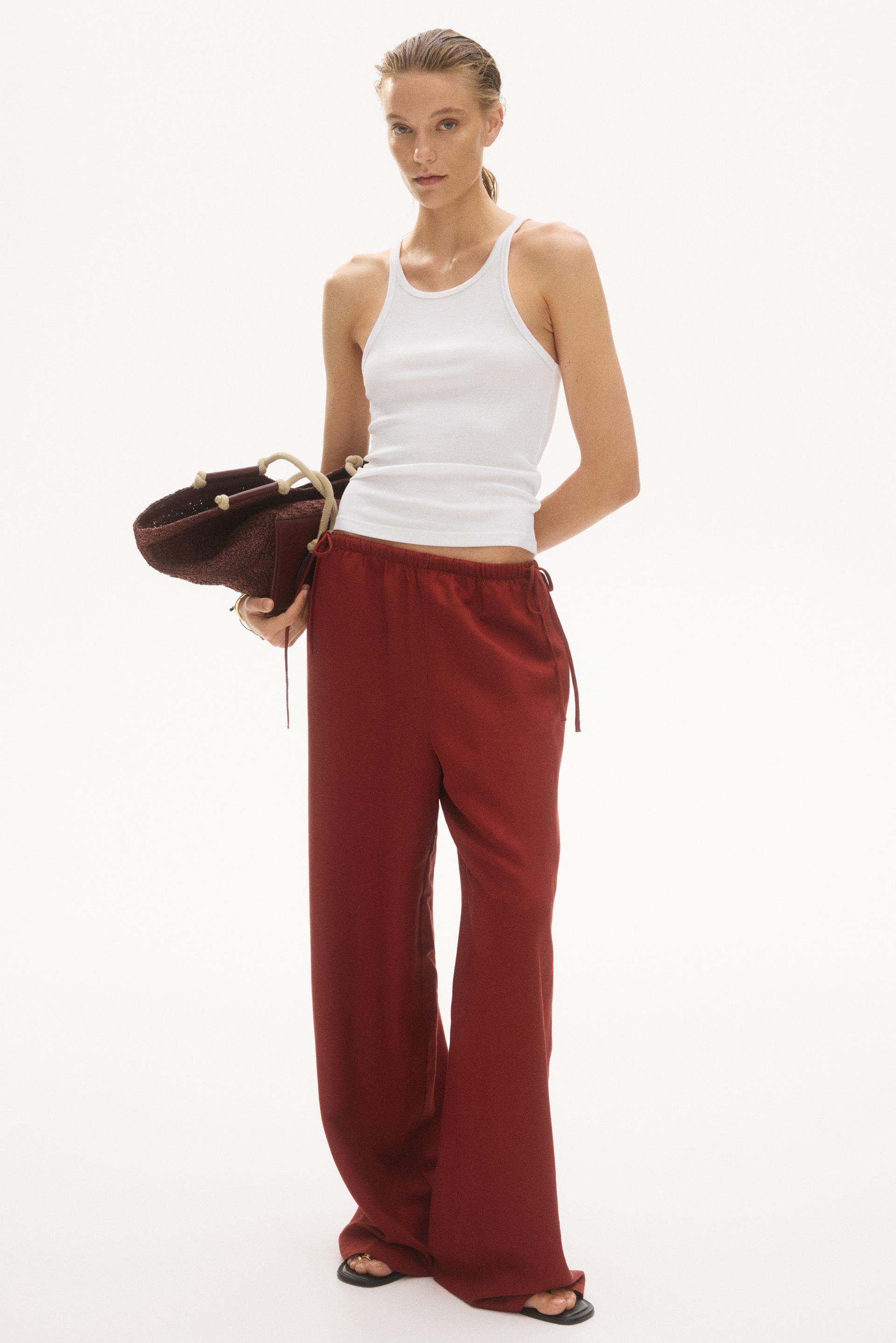 linen-blend drawstring pants