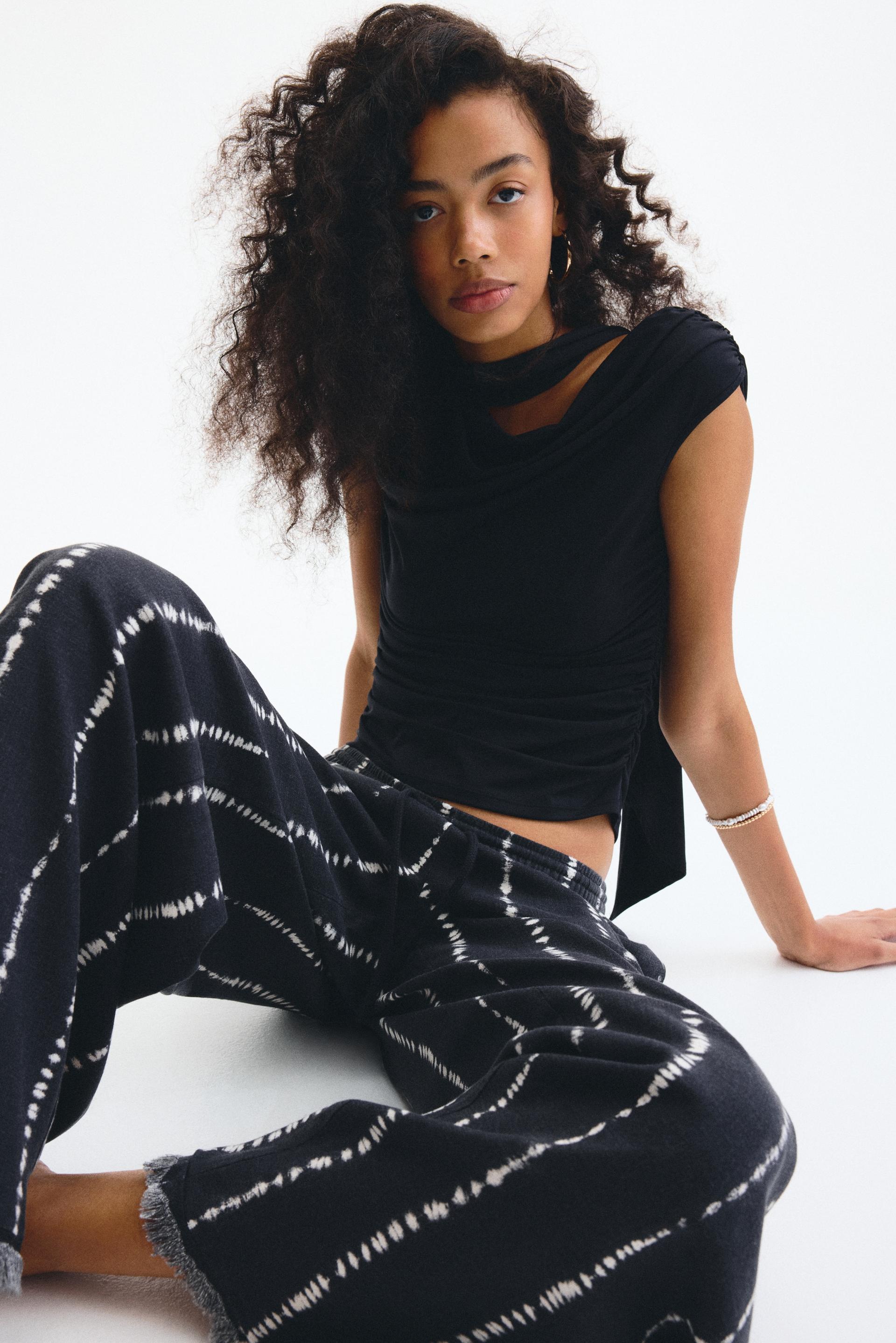 linen-blend drawstring pants