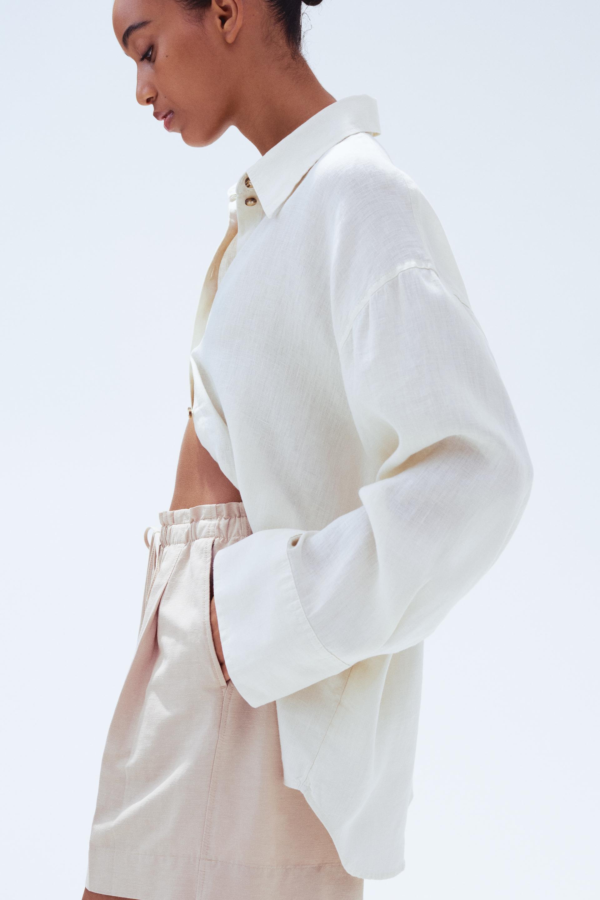 linen-blend drawstring shorts