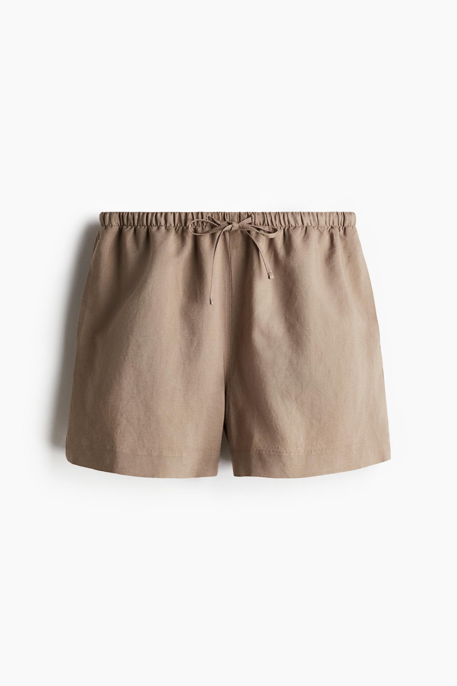 linen-blend drawstring shorts