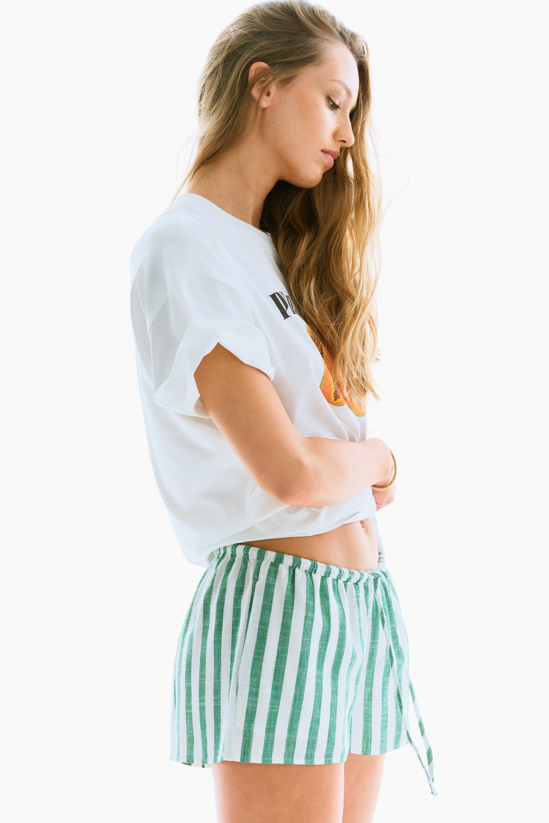 linen-blend drawstring shorts