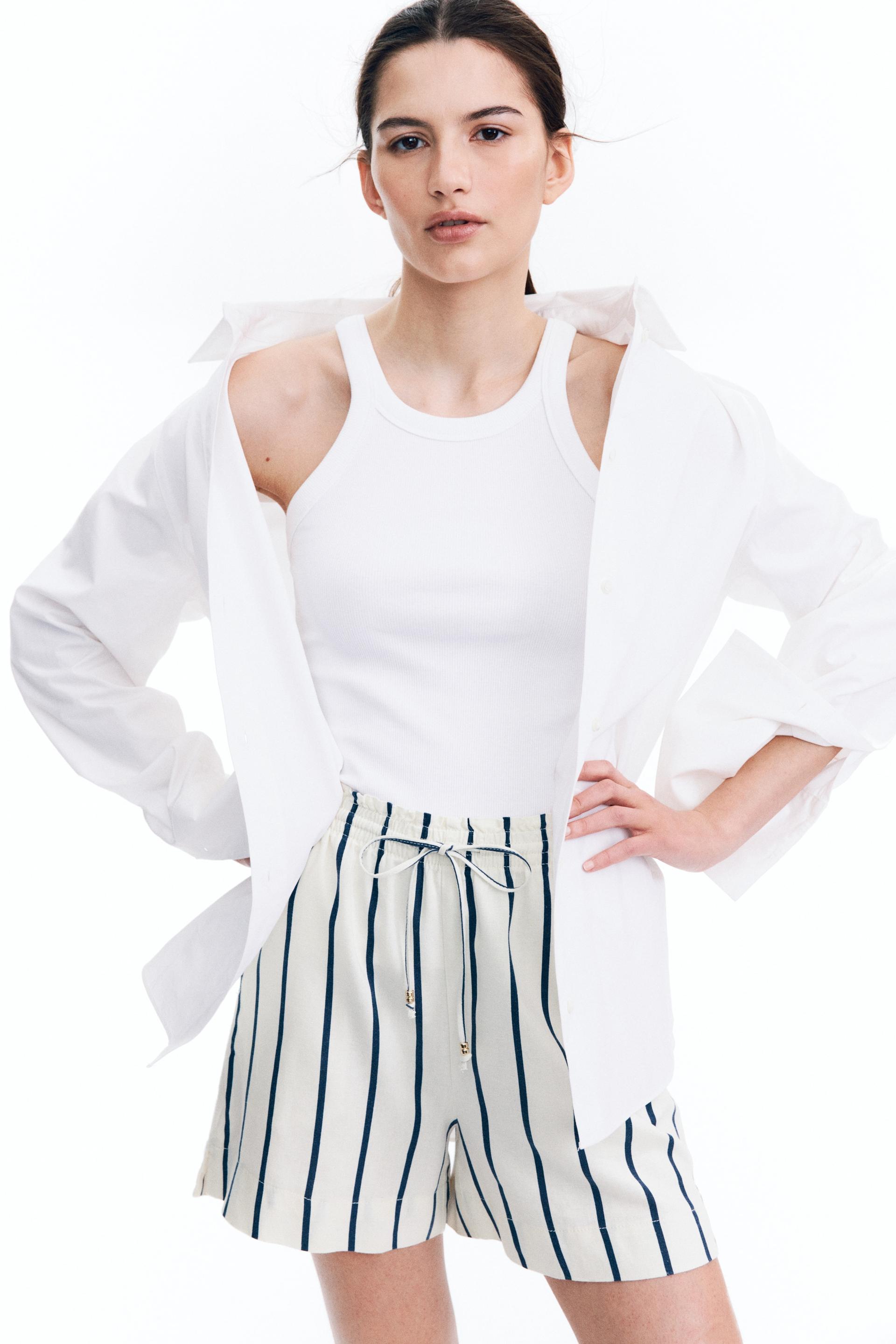 linen-blend drawstring shorts