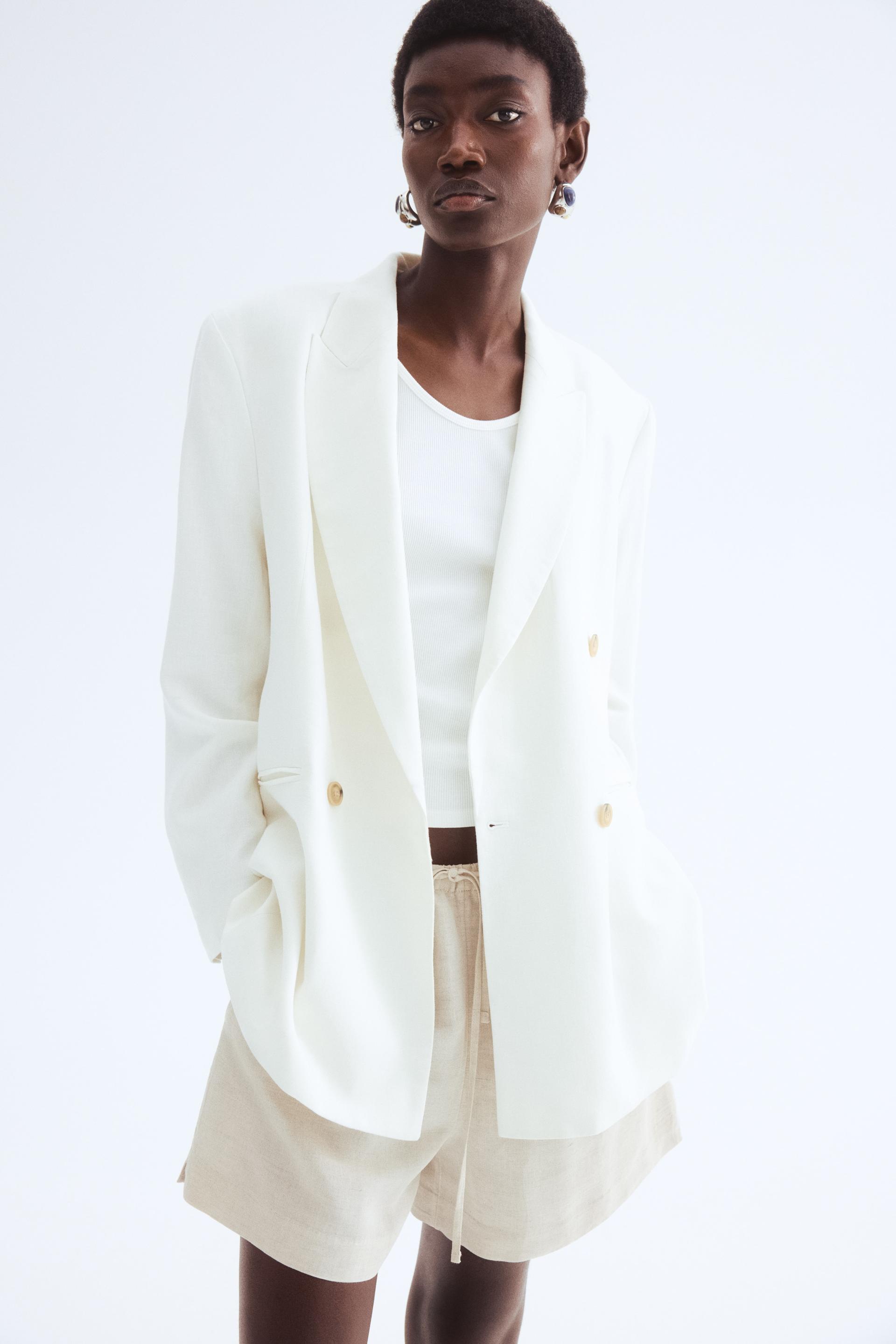 linen-blend drawstring shorts