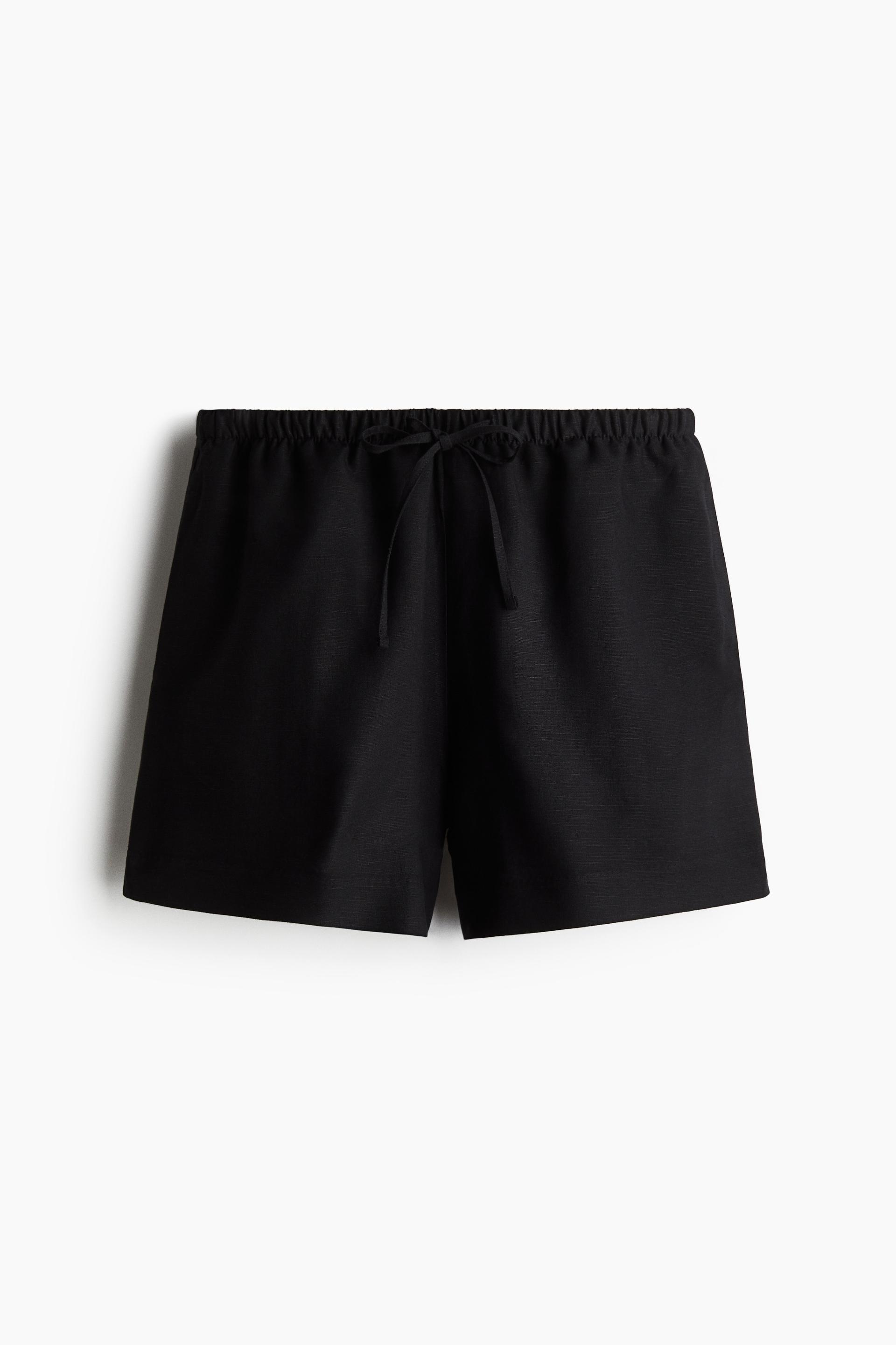 linen-blend drawstring shorts