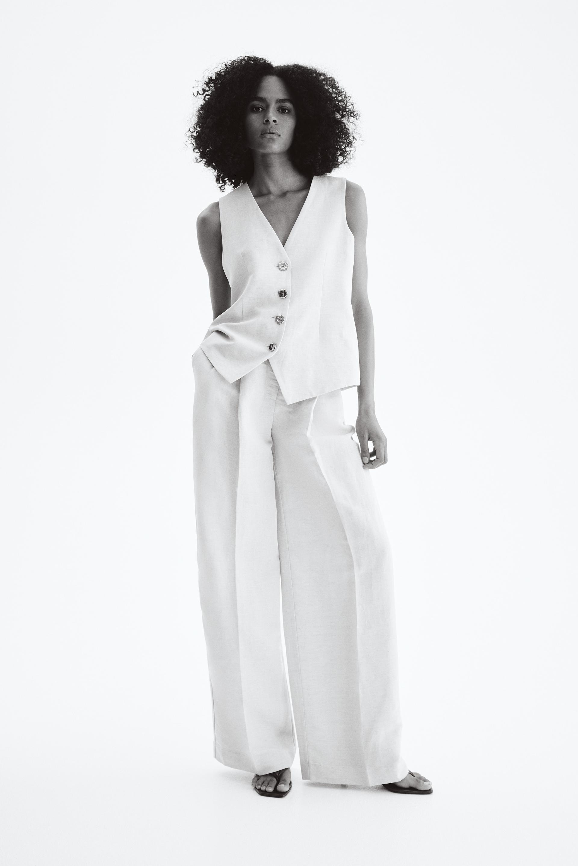 linen-blend dress pants