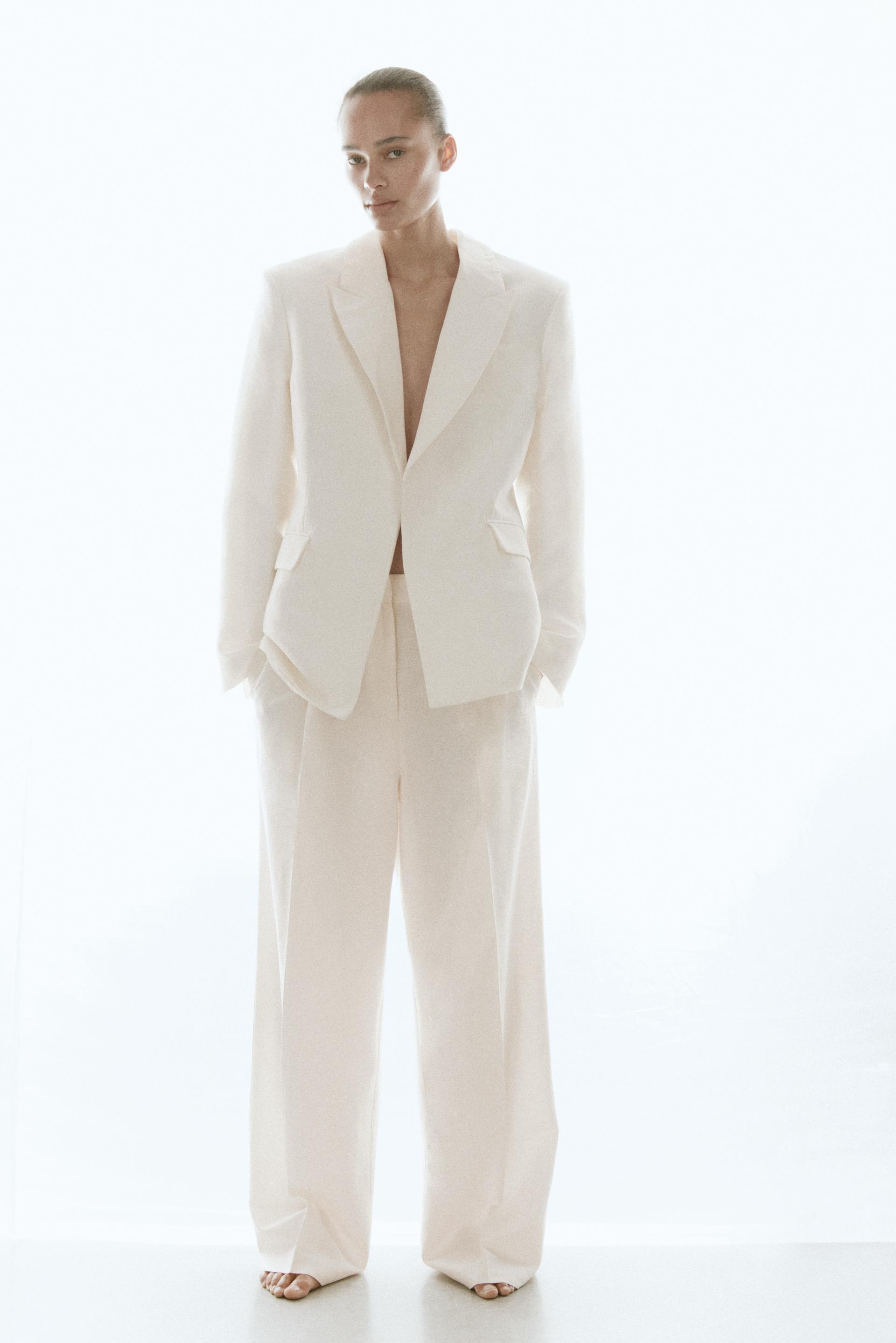 linen-blend dress pants