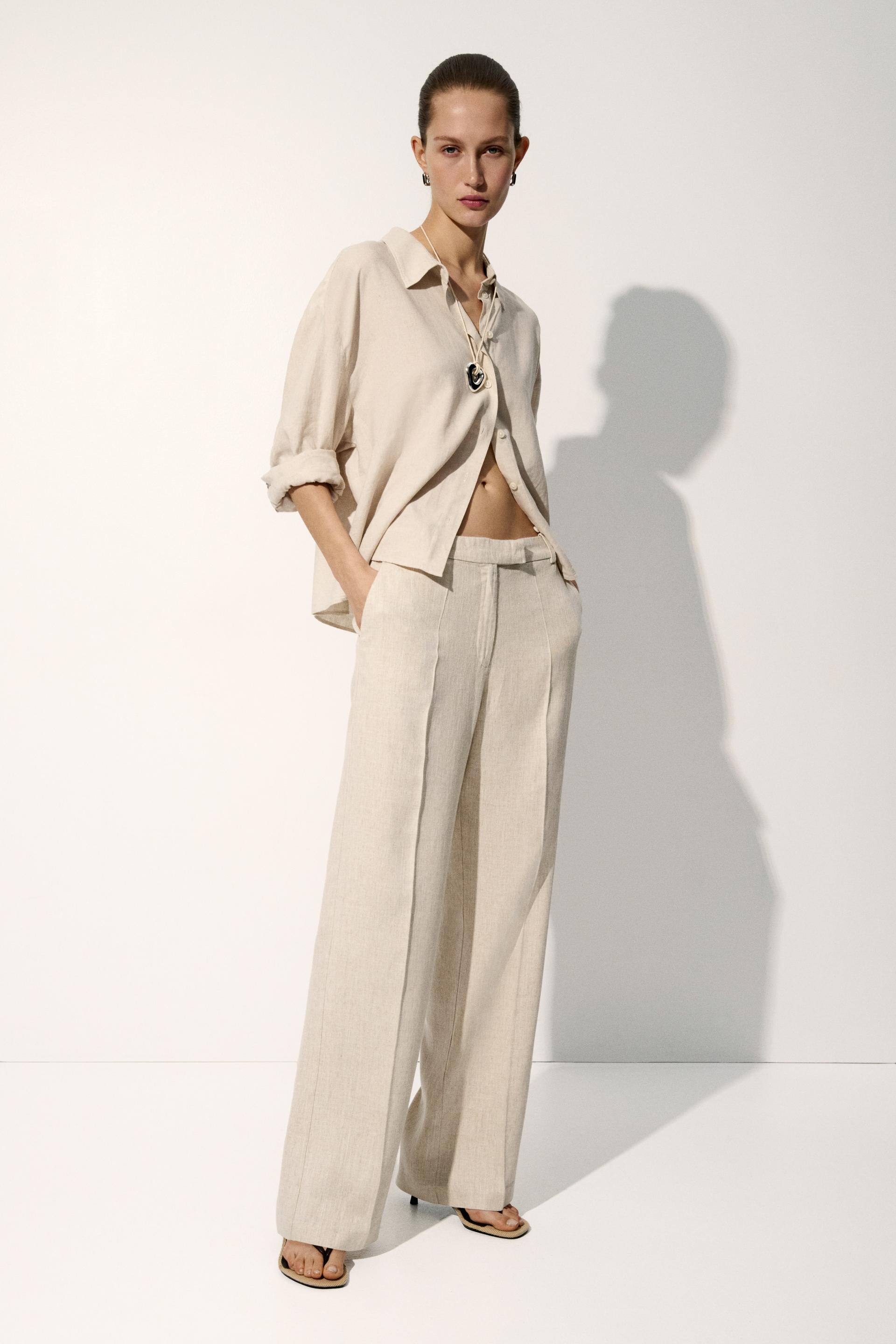 linen-blend dress pants