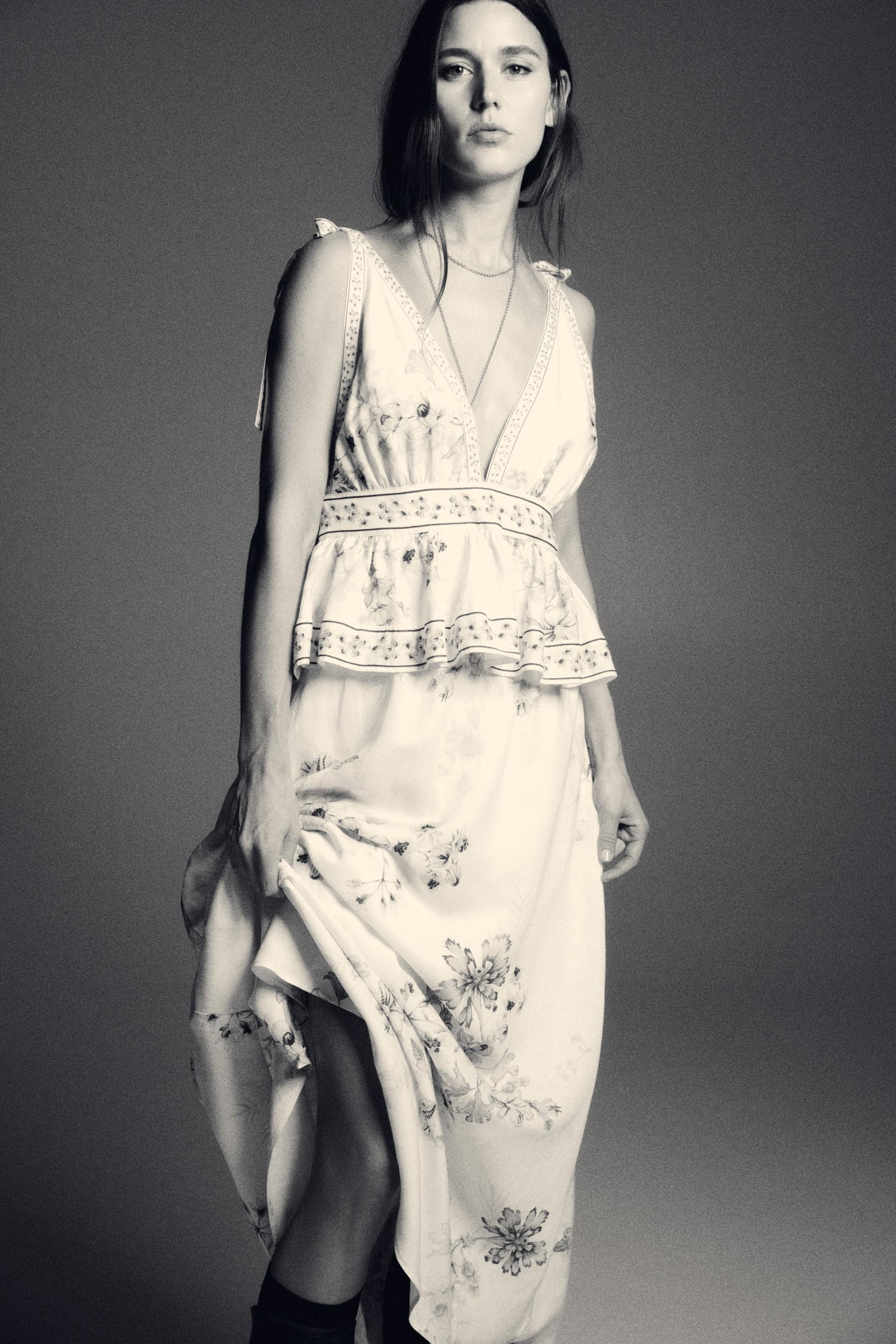 linen-blend dress with tie shoulder straps