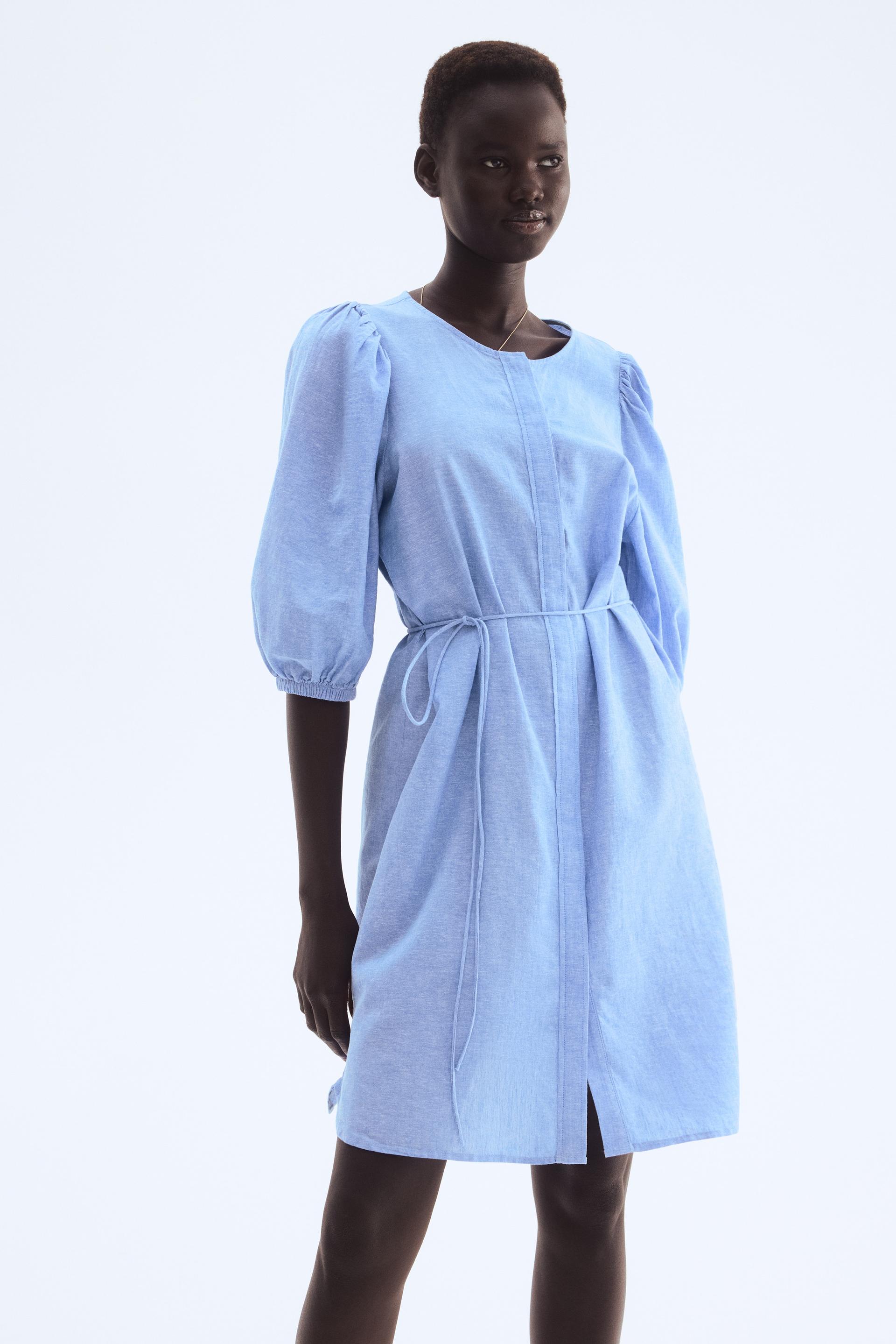 linen-blend dress