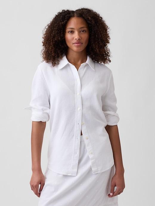 linen-blend easy shirt