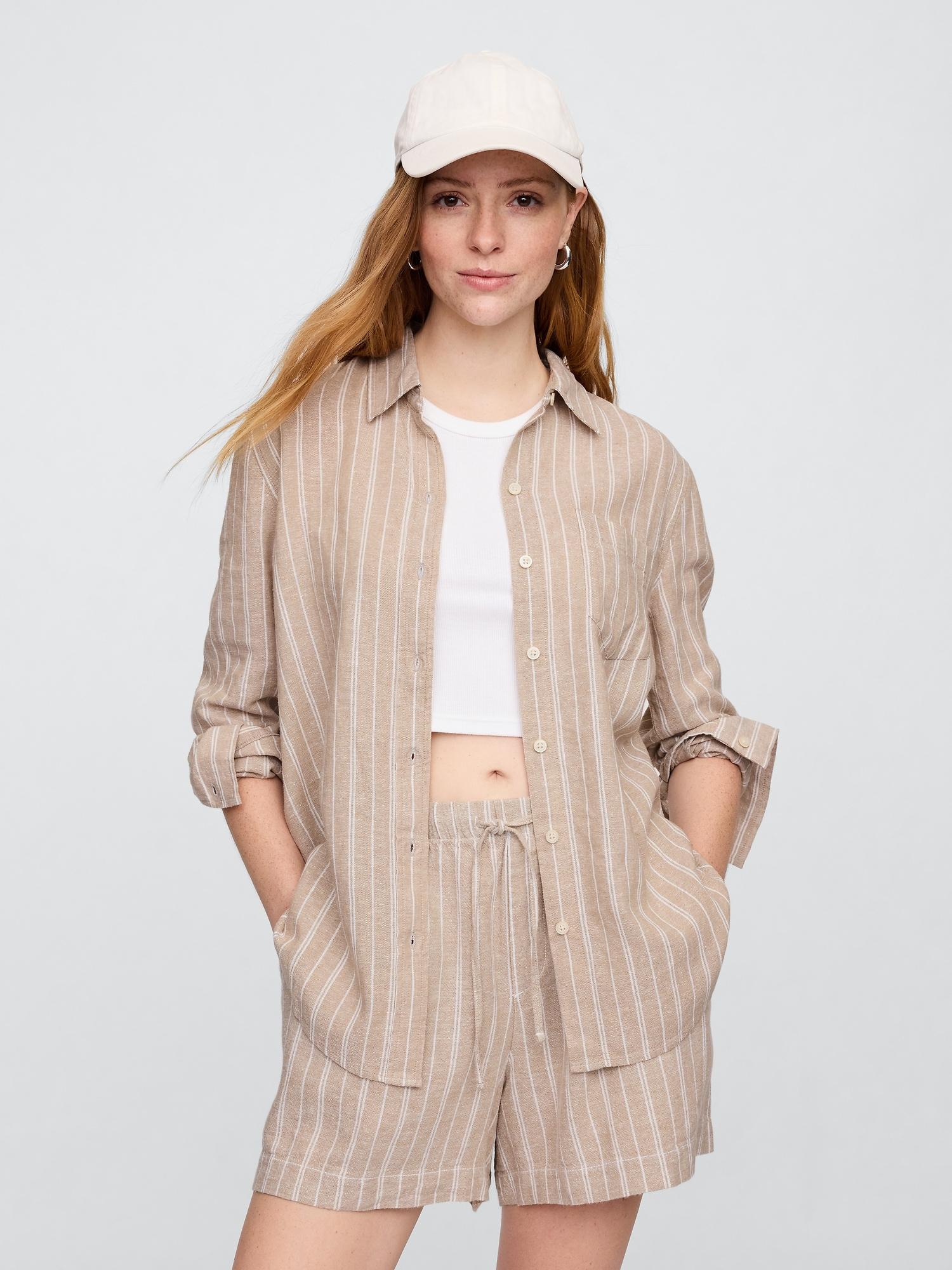 linen-blend easy shirt