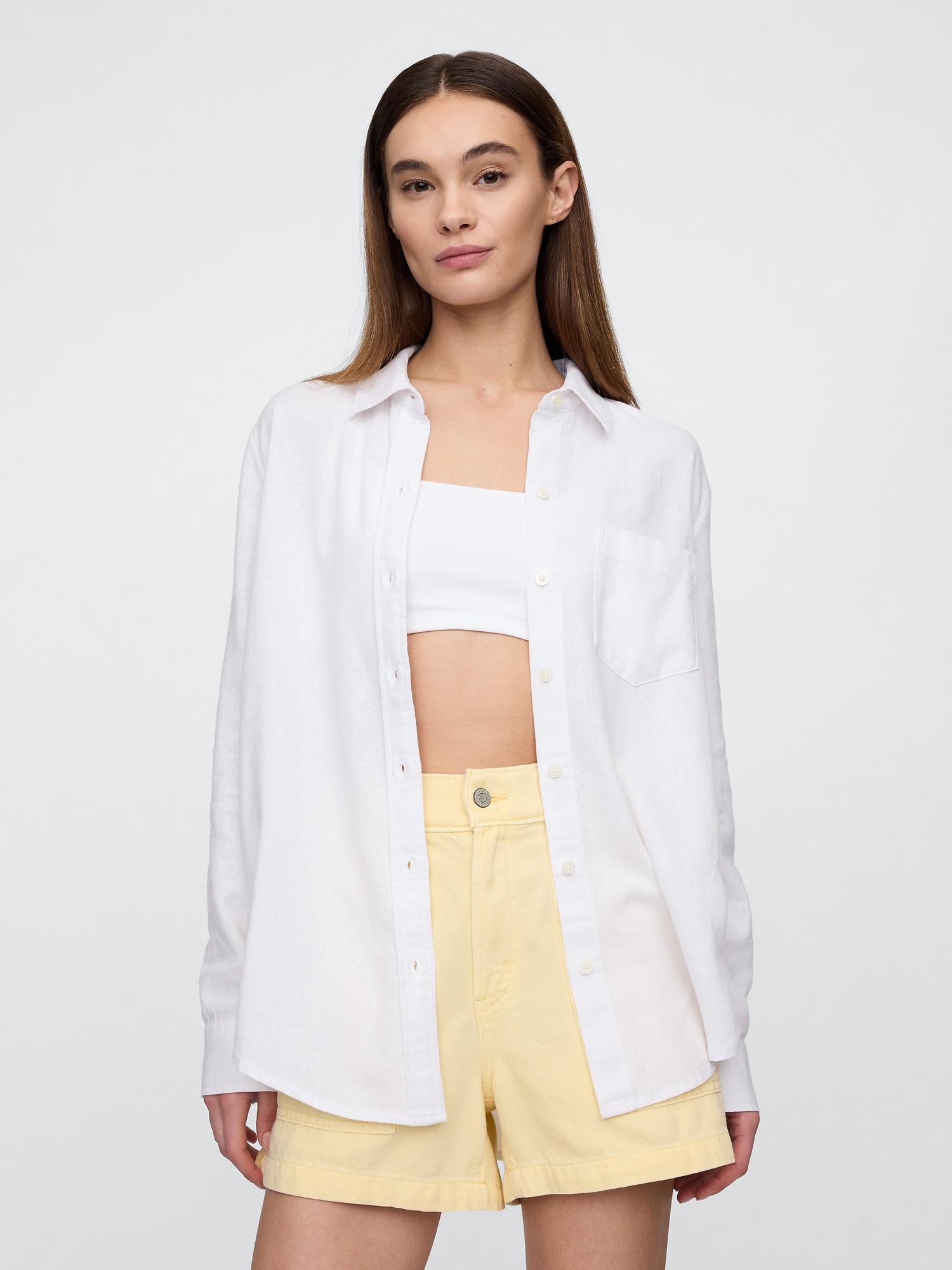 linen-blend easy shirt