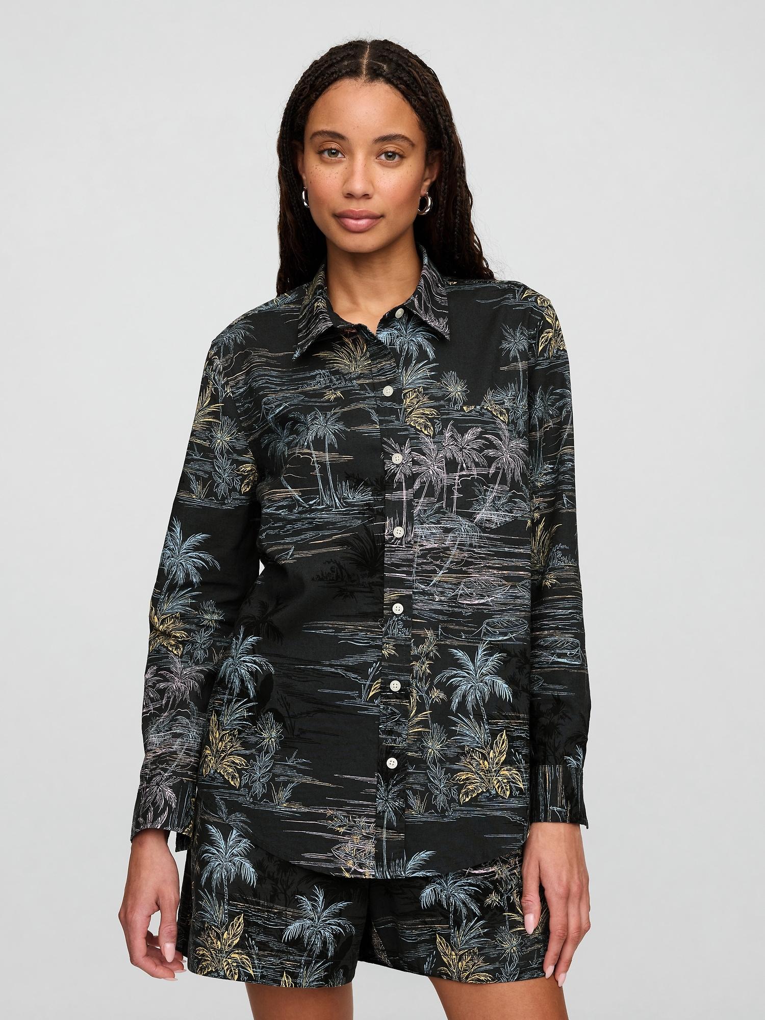 linen-blend easy shirt