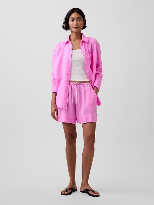 linen-blend easy shorts