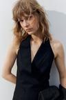 linen-blend halterneck jacket dress