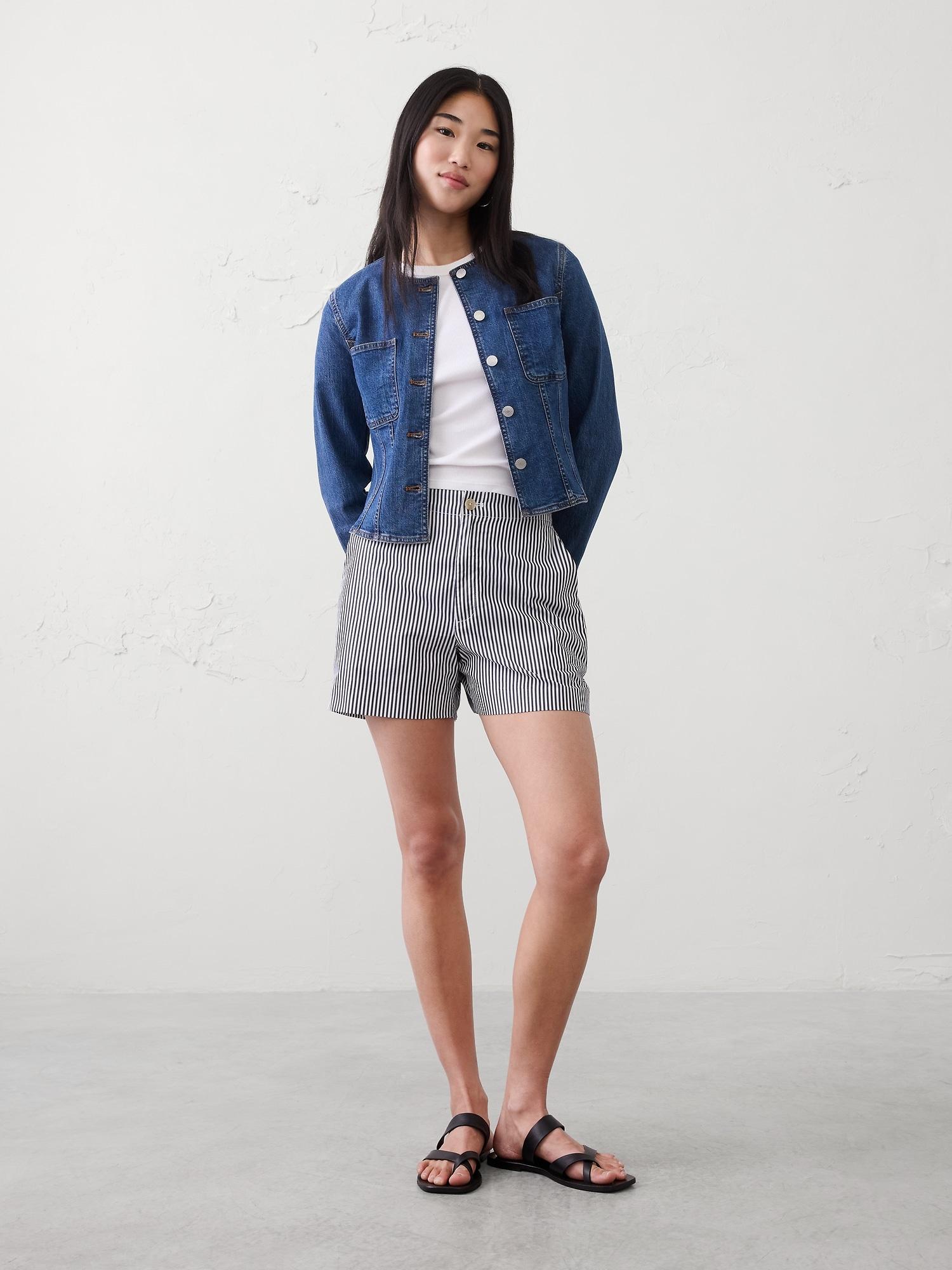 linen-blend high-rise short
