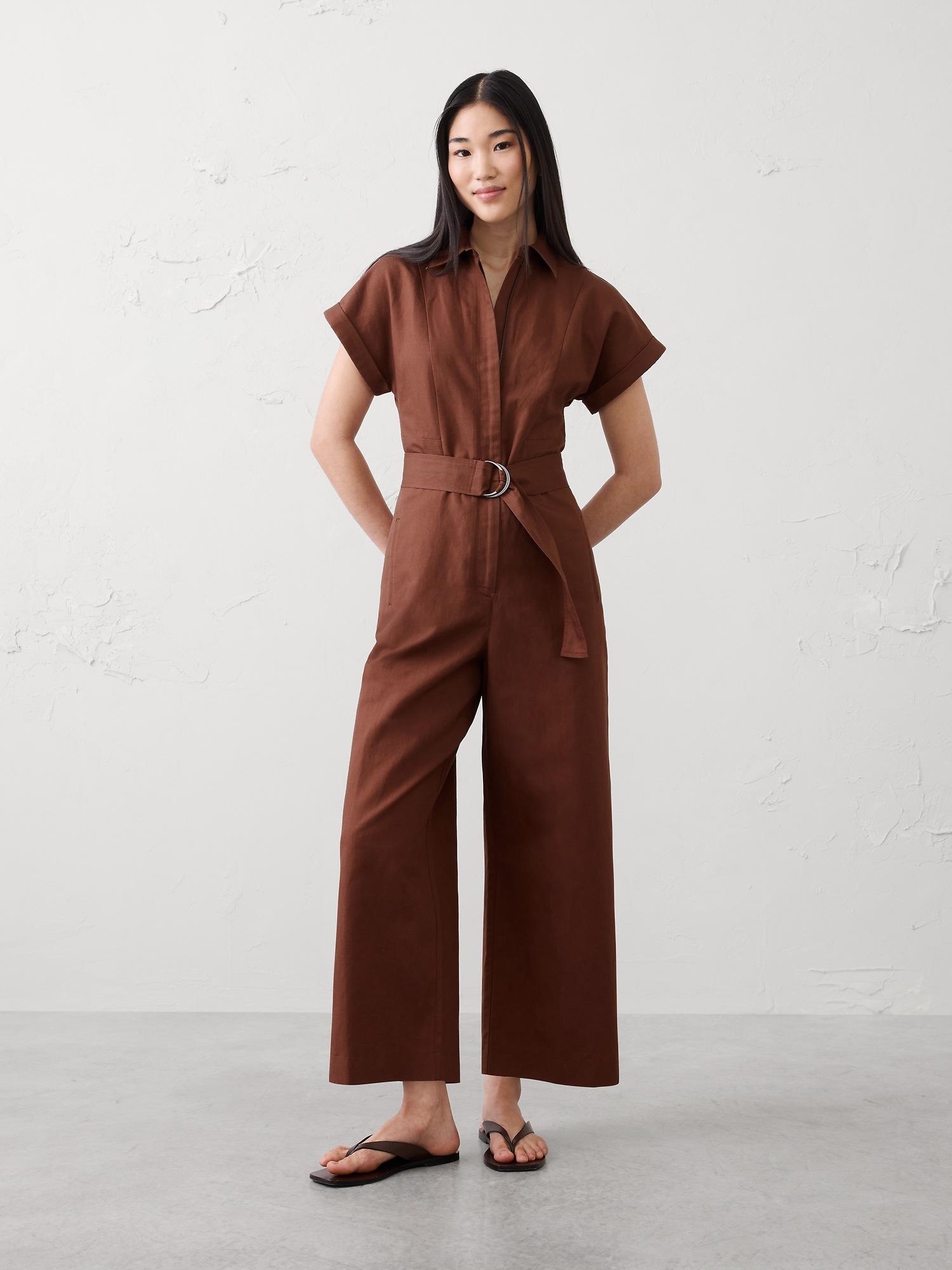 linen-blend jumpsuit