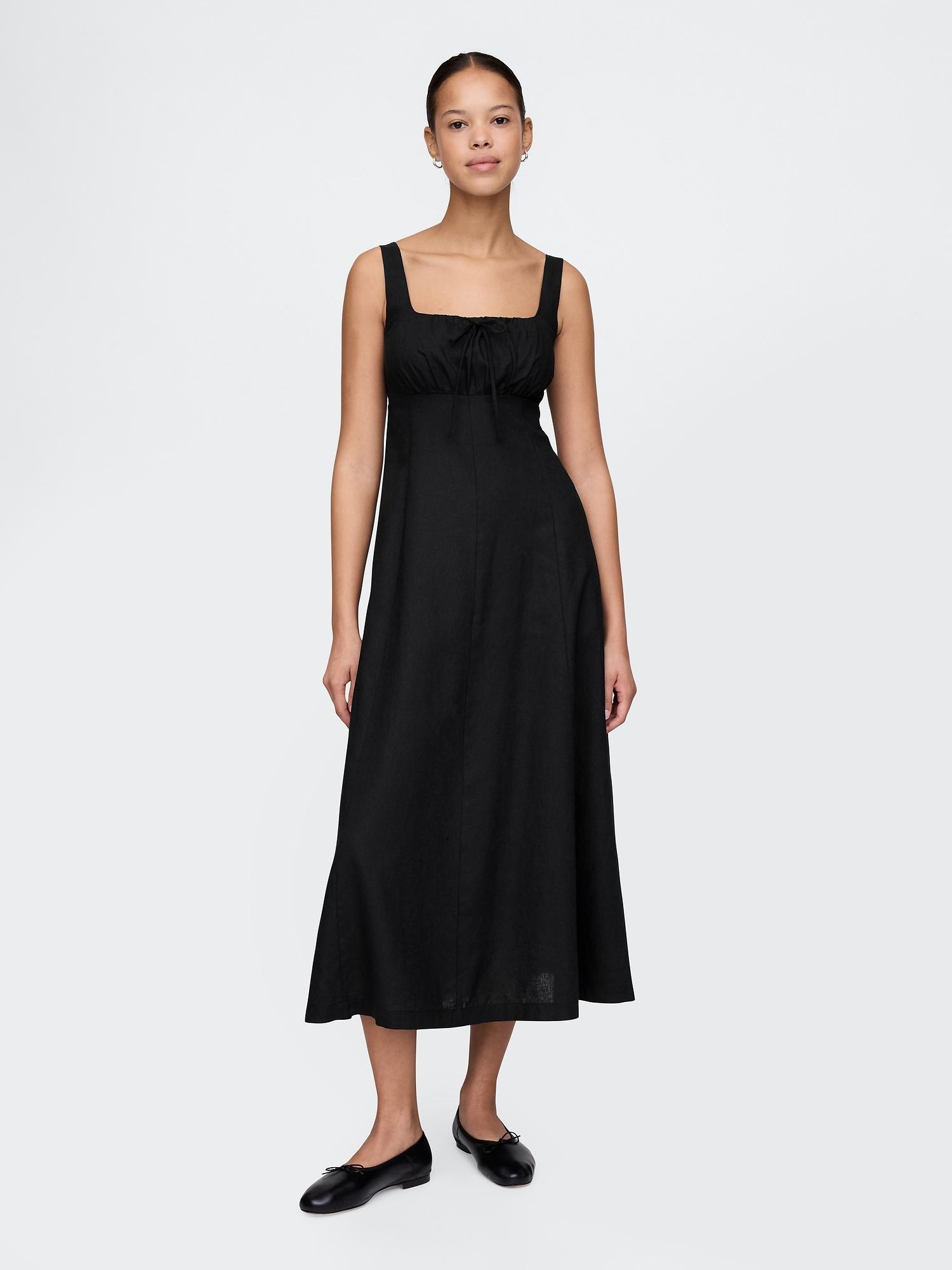 linen-blend maxi dress