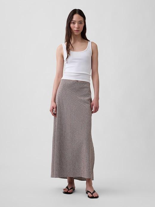 linen-blend maxi slip skirt