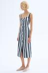 linen-blend midi dress