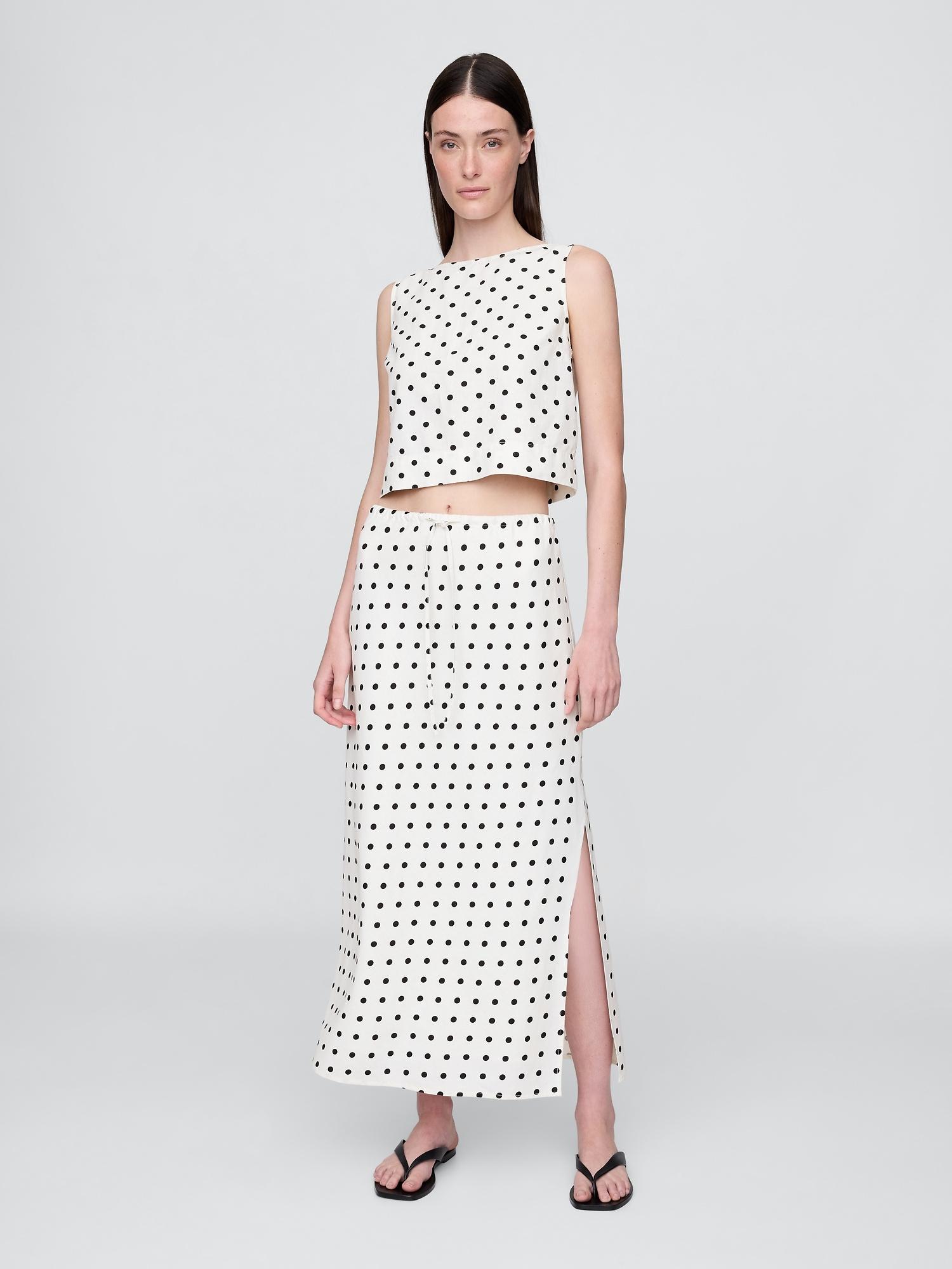 linen-blend midi skirt
