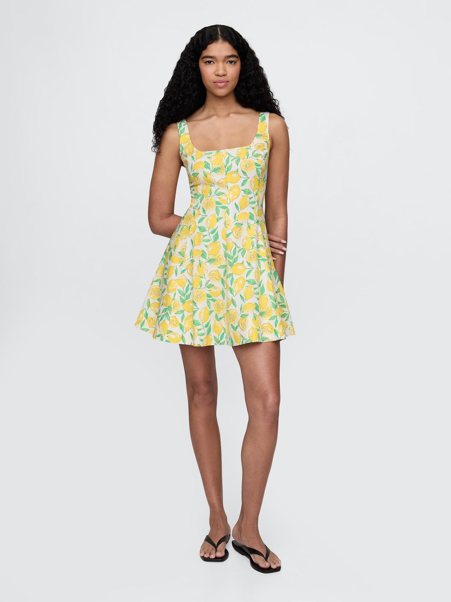 linen-blend mini dress