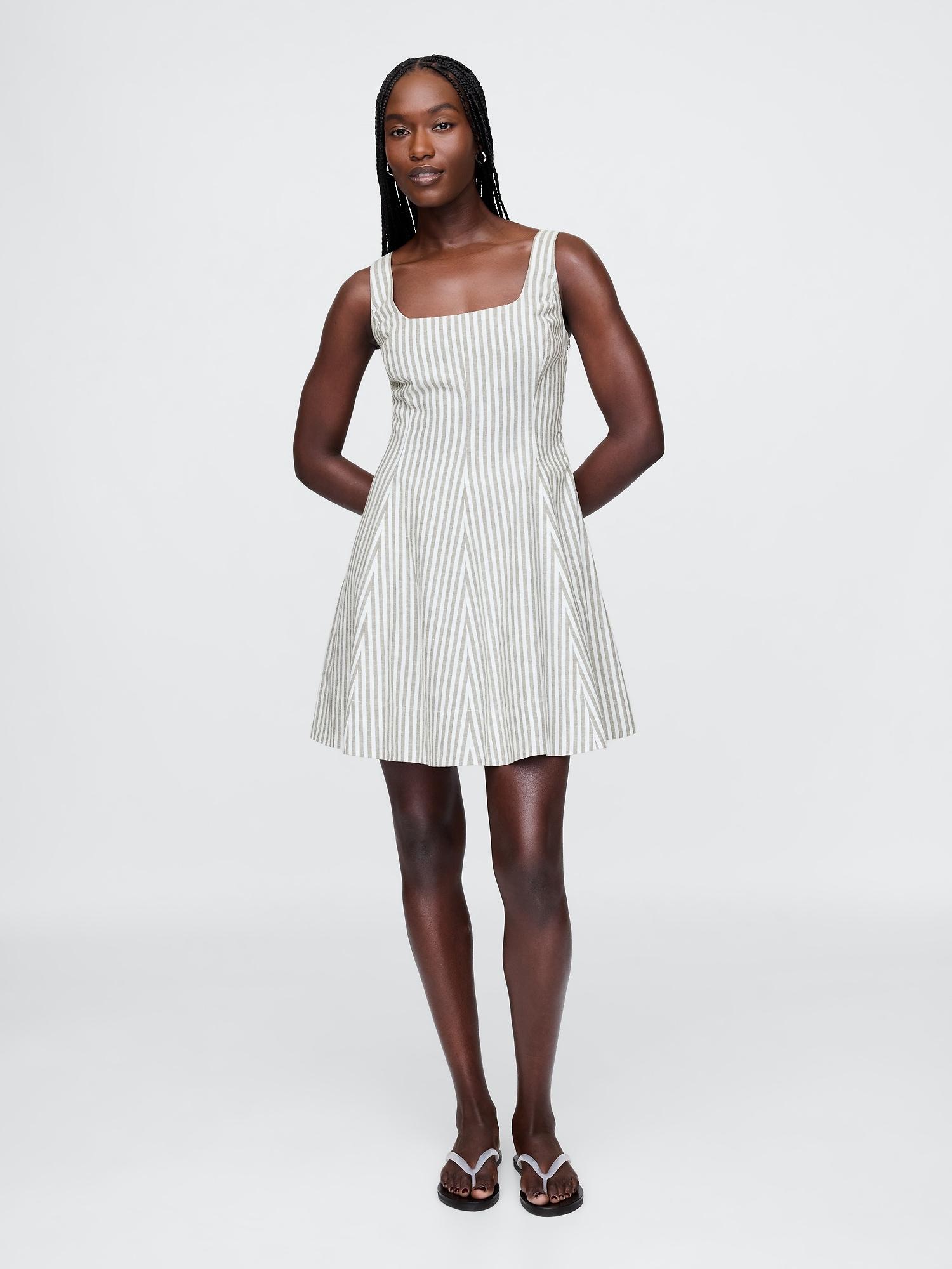 linen-blend mini dress