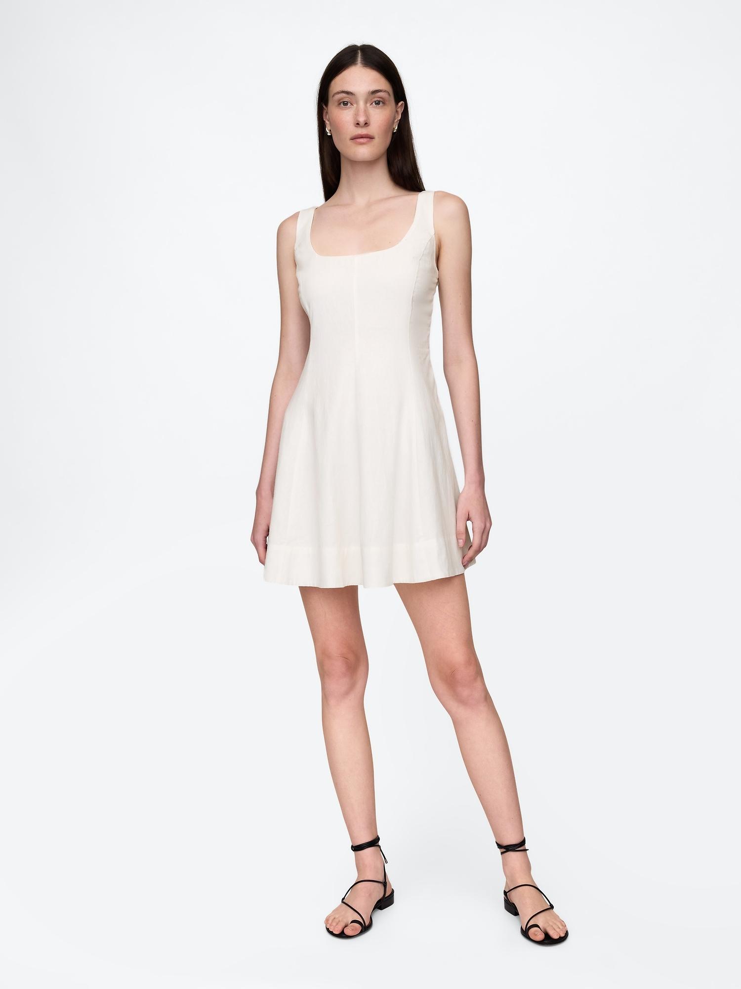 linen-blend mini dress